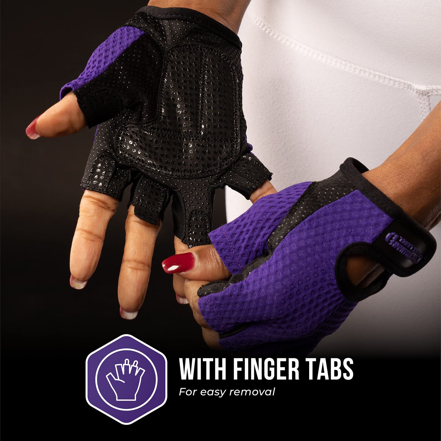 Contraband Pink Label 5307 Womens Designer Workout Gloves | Low Sweat Diamond Mesh Fabric w/Grip-Lock™ Silicone Palm (Purple, X-Small)