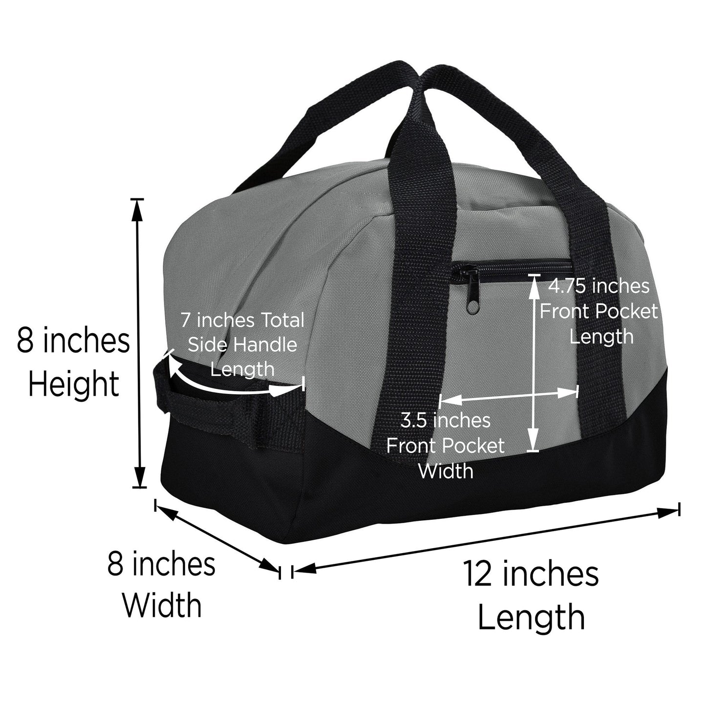 12" Mini Two Tone Duffle Bag in Gray and Black