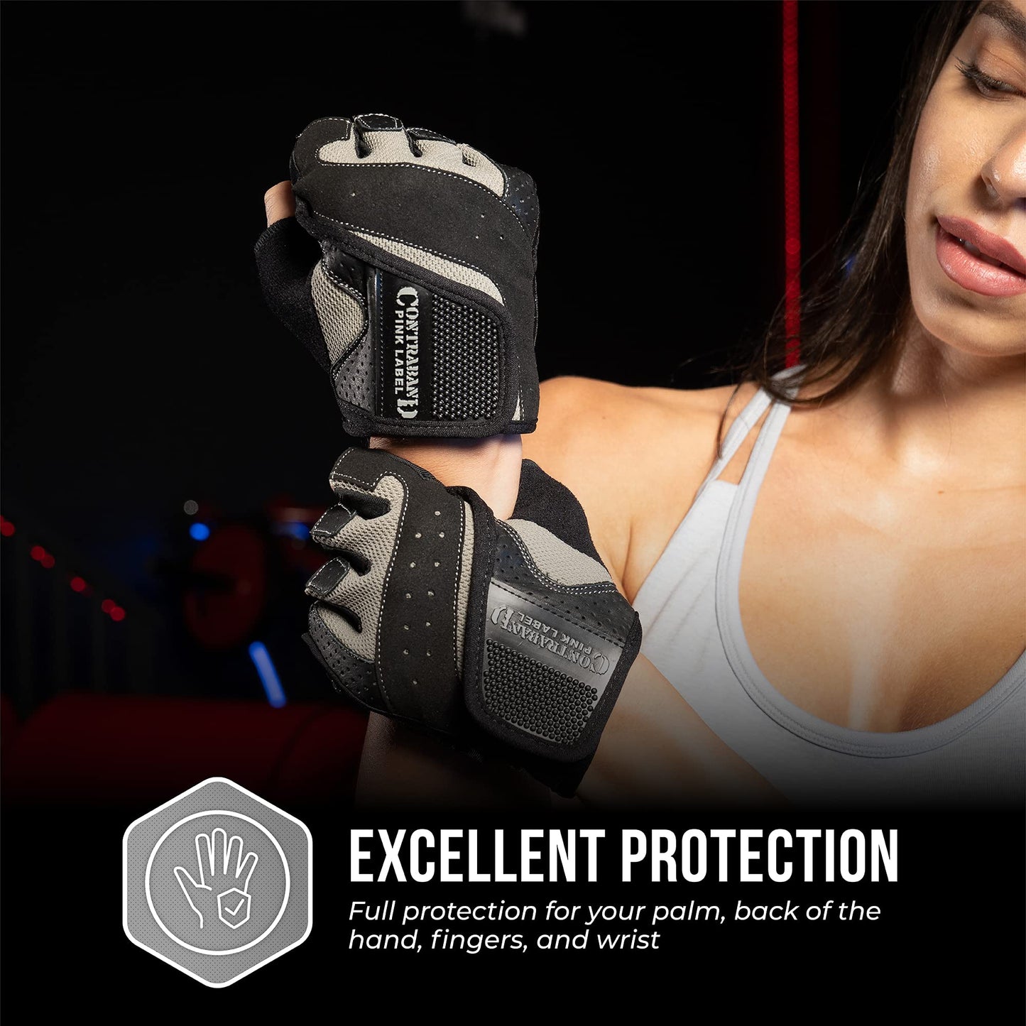 Contraband Pink Label 5137 Women's Padded Weight Lifting and Rowing Gloves w/Grip-Lock Padding (Pair) - Machine Washable Fingerless Workout Gloves Designed Specifically for Women (Gray, X-Small)