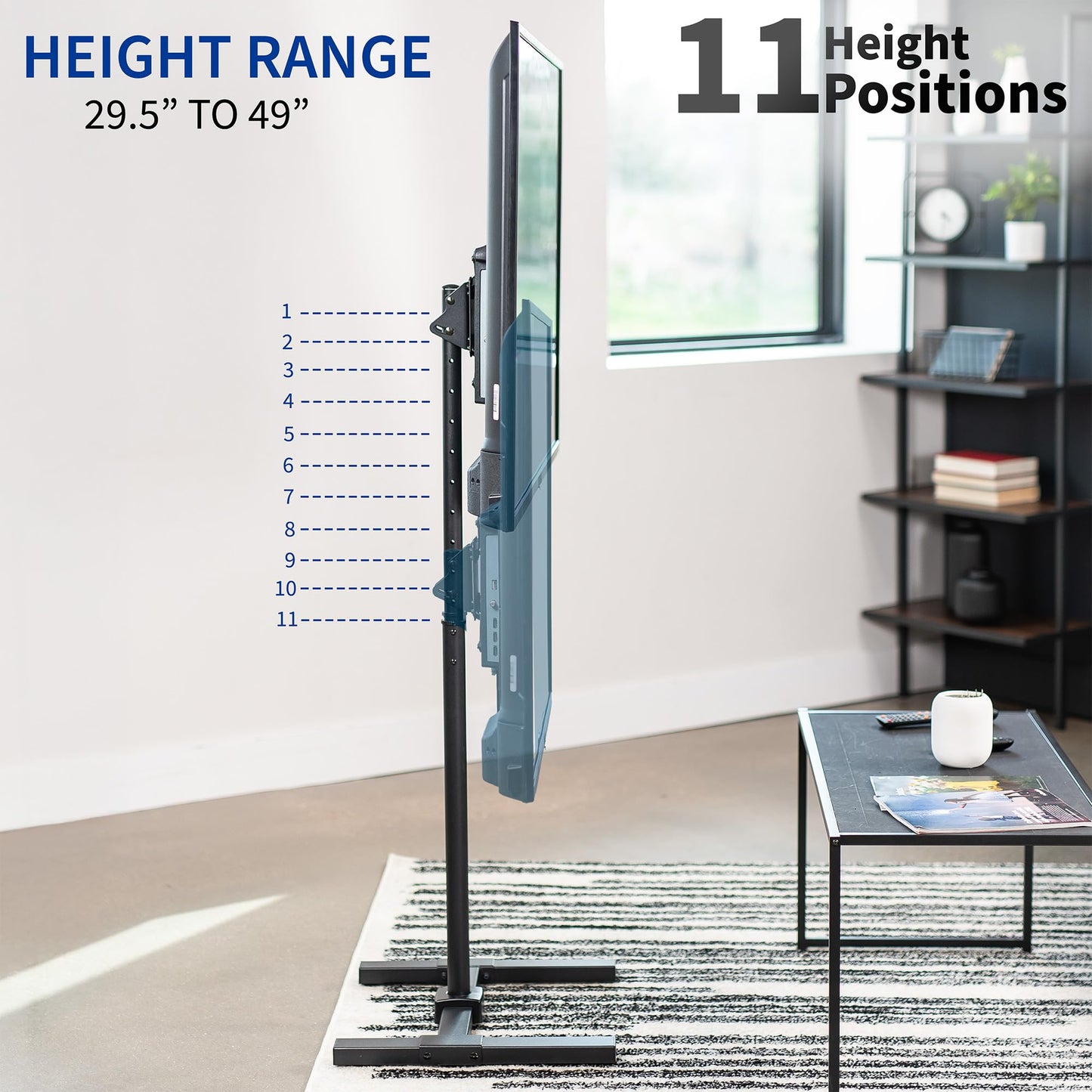 VIVO TV Floor Stand for 13 to 50 inch Flat Panel LED LCD Plasma Screens, Portable Display Height Adjustable Mount STAND-TV07…