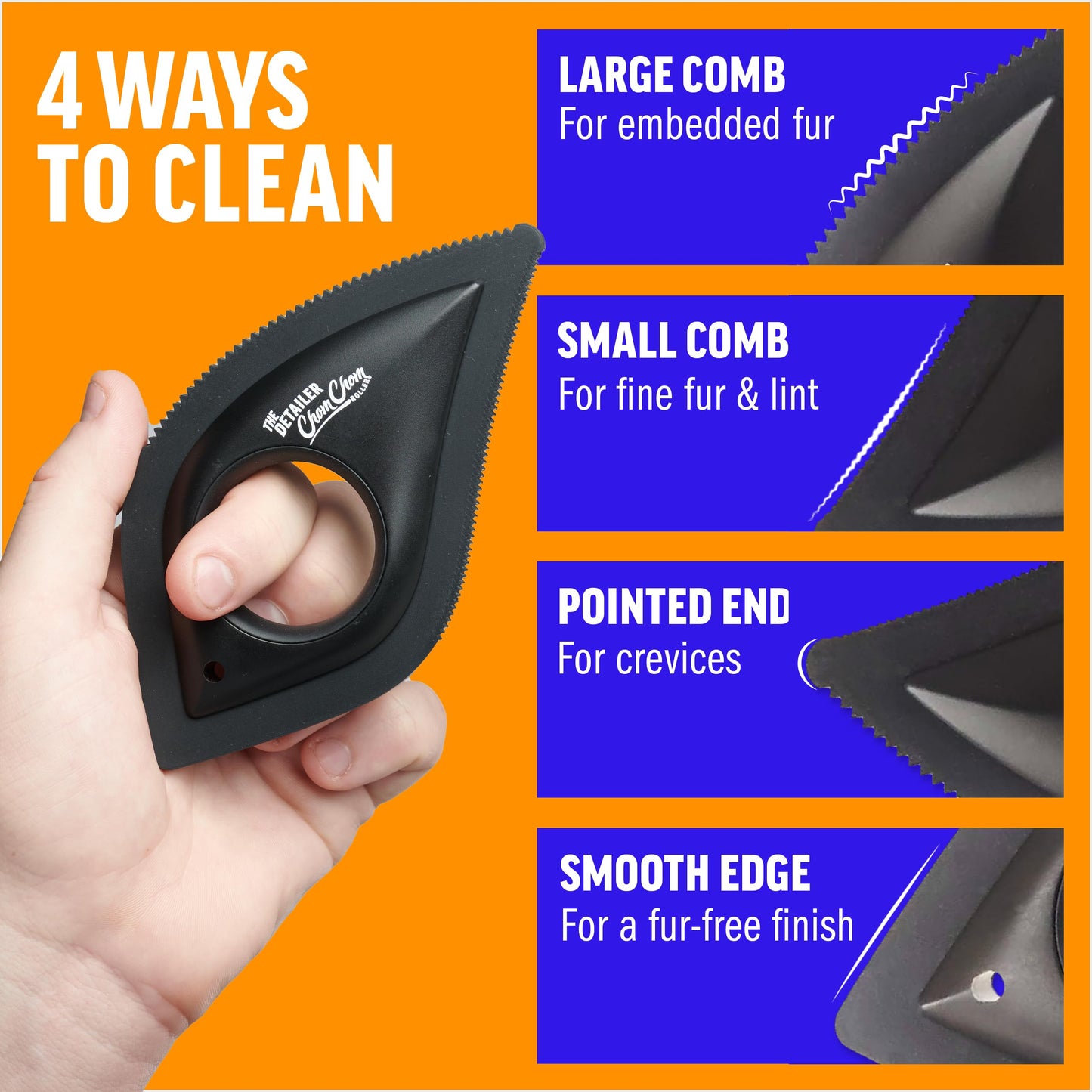 ChomChom Roller & Detailer Bundle - Pet Hair Remover and Reusable Lint Roller - ChomChom Cat and Dog Hair Remover for Furniture, Couch, Carpet, Clothing and Bedding - Multi-Surface Fur Removal Tool