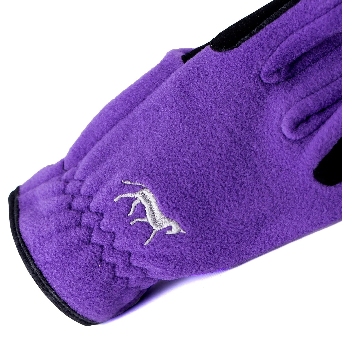 HORZE Kids' Fleece Winter Horse Riding Gloves with Pony Design - Sultry Violet - 4