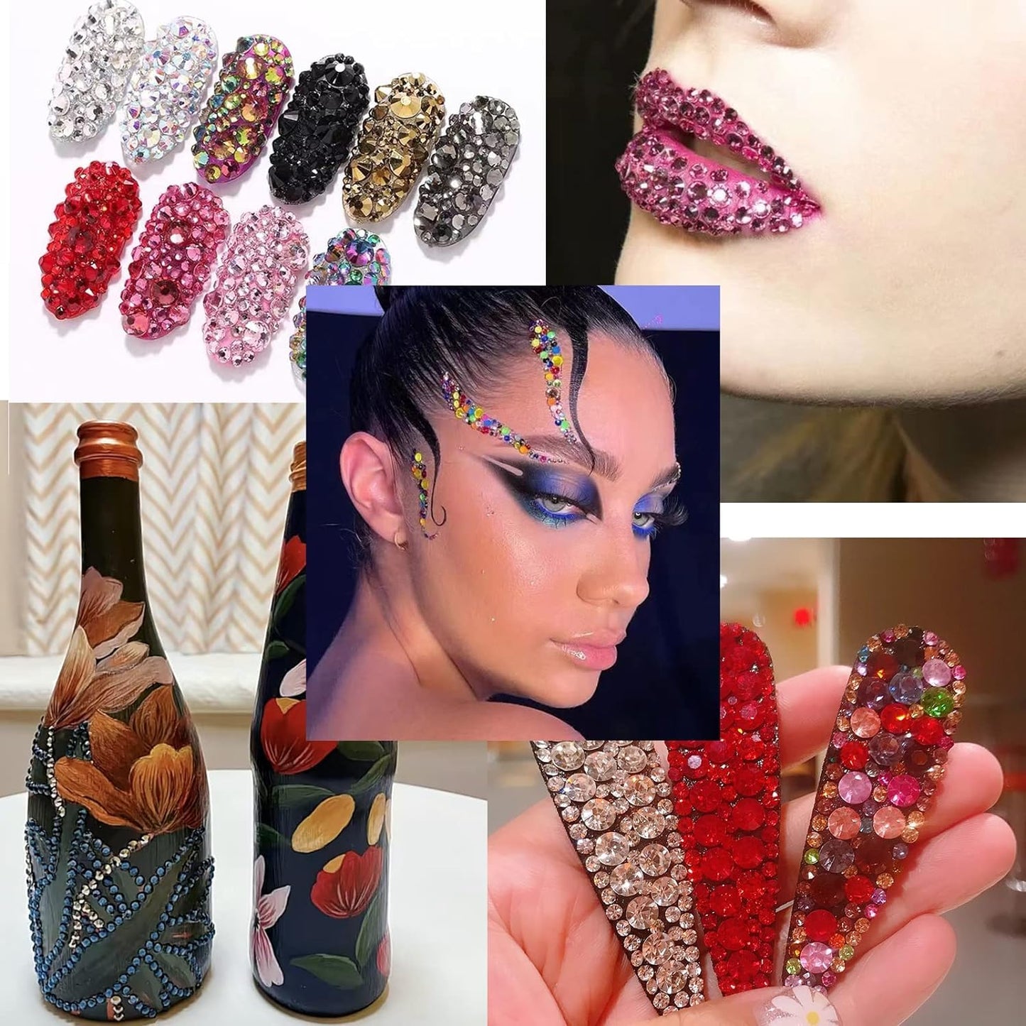 NOOEPC Face Gems Hair Gems，Self Adhesive Face Gems Rhinestones, Face Jewels Diamonds Sticky Gems for Makeup Hair Crafts Halloween Decorations