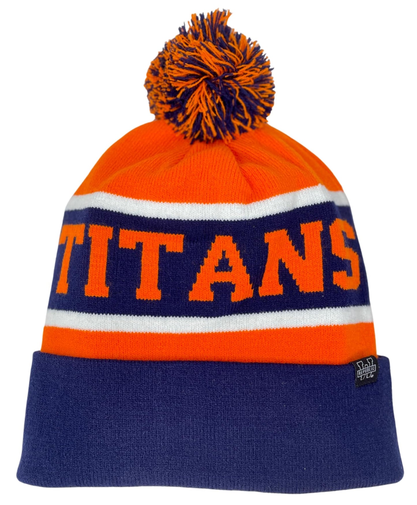 Cal State Fullerton CSUF NCAA Officially Licensed Winter Pom Cuff Beanie Hat Navy/Orange