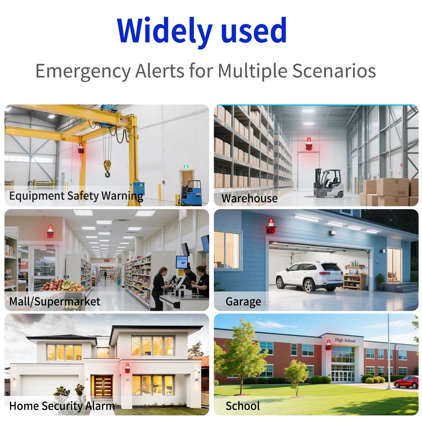 AC110V-120V Industrial Siren Alarm Strobe Light-120dB Loud Horn & Red Beacon Warning Light,Waterproof Indoor/Outdoor Safety Alarm for Emergency,Factory,Office,Fires,Tornado,Intruders,Animal Deterrent