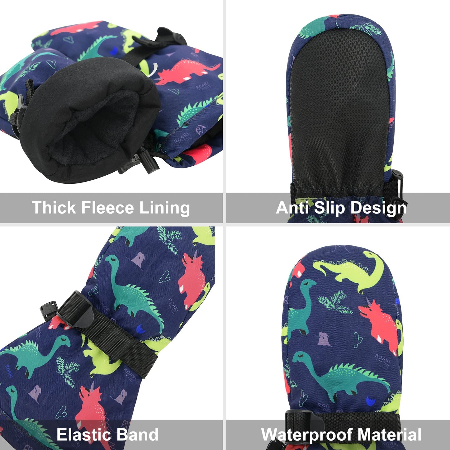 Zando Toddler Winter Snow Mittens for Kids Waterproof Ski Gloves Winter Kids Ski Mittens Waterproof Insulated Girls Boys Thick Sherpa Lined Long Cuff Snow Mittens for Kids Forest Fox fits 0-2 Years