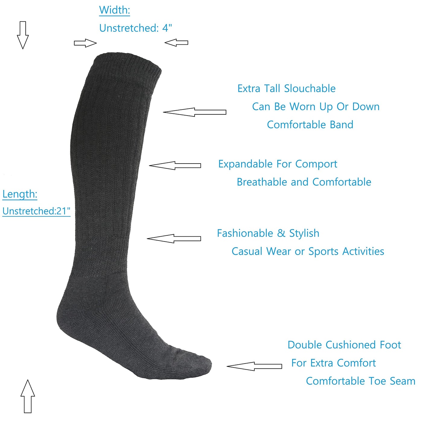 The Branch Women's Soft Extra Long Heavy Slouch Socks (Beige)