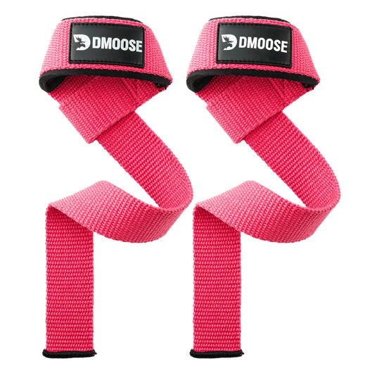 DMoose Fitness Lifting Straps - 4mm Neoprene Padded Wrist Straps for Weightlifting & Powerlifting - Cotton Lifting Strap with Silicone Grip for Men & Women - Durable Deadlift Straps for Gym Workout
