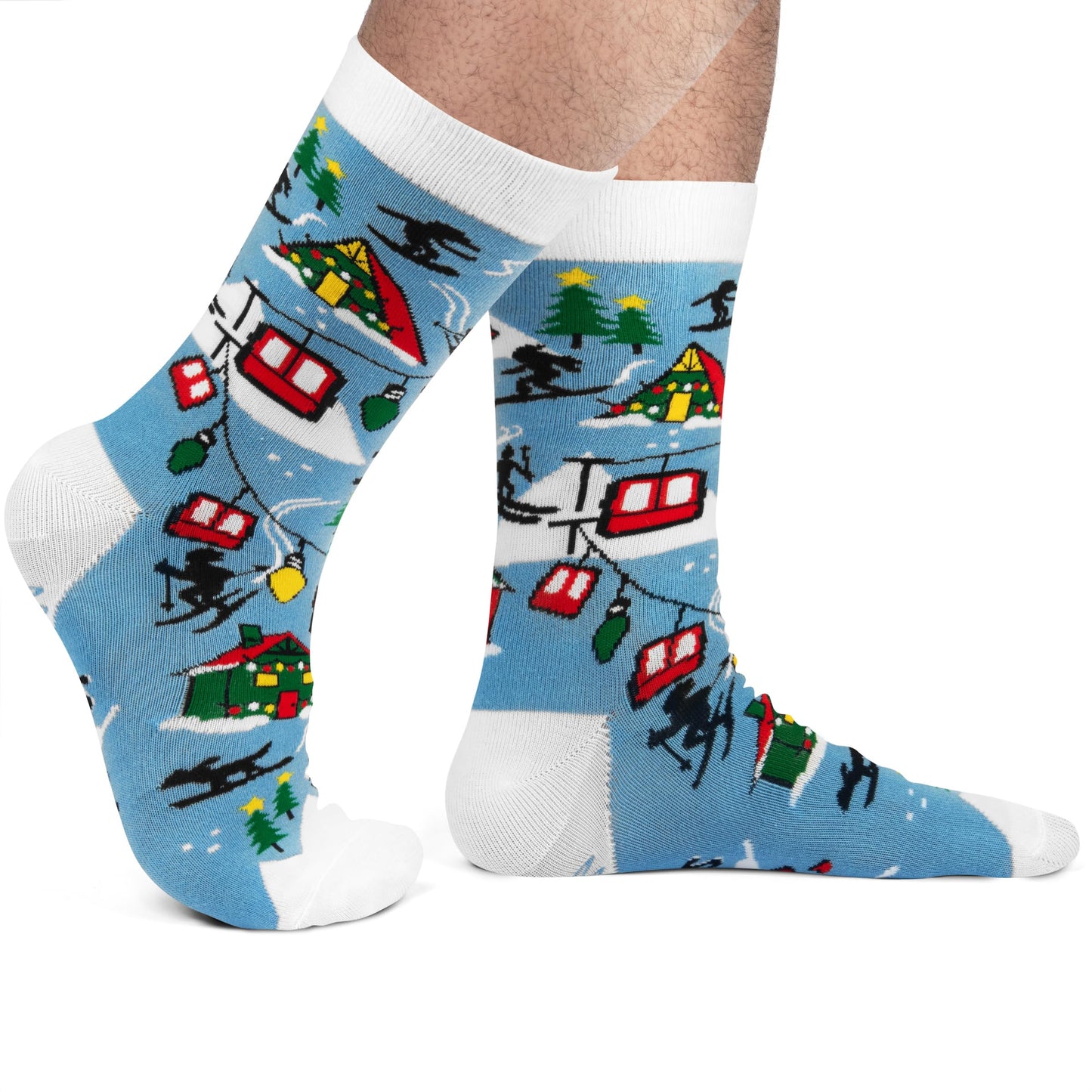 Lavley Tis The Ski-son Funny Christmas Socks with Santa - Skiing Stocking Stuffer Ski Gift For Skiers, Snowboarders - Unisex for Men & Women, One Size
