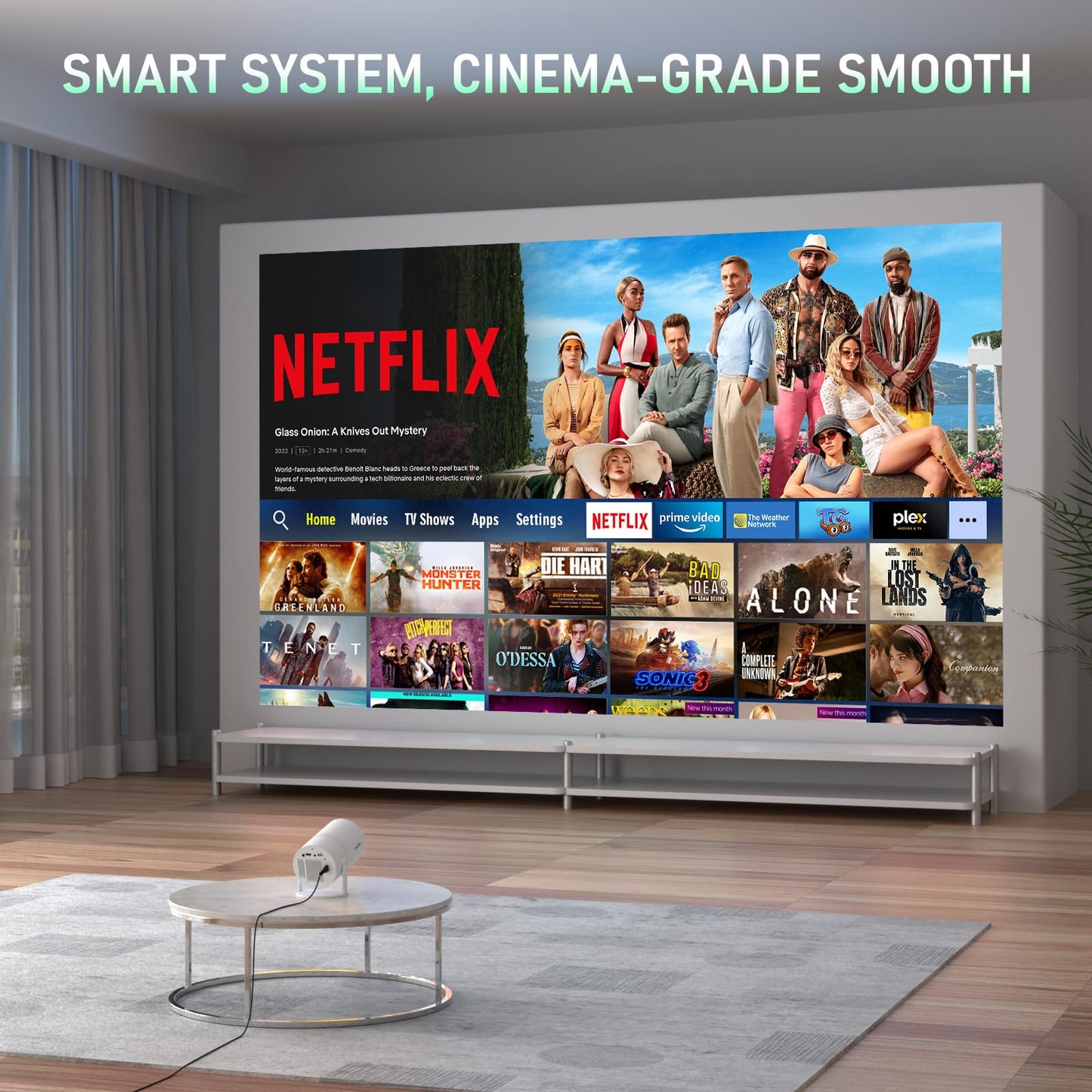 [Netflix Officially & Electric Focus] Projector with WiFi and Bluetooth, XuanPad Full HD 1080P Portable Projector, 210° Rotatable Stand, Auto Keystone, Dust Removal and Heat Dissipation Design