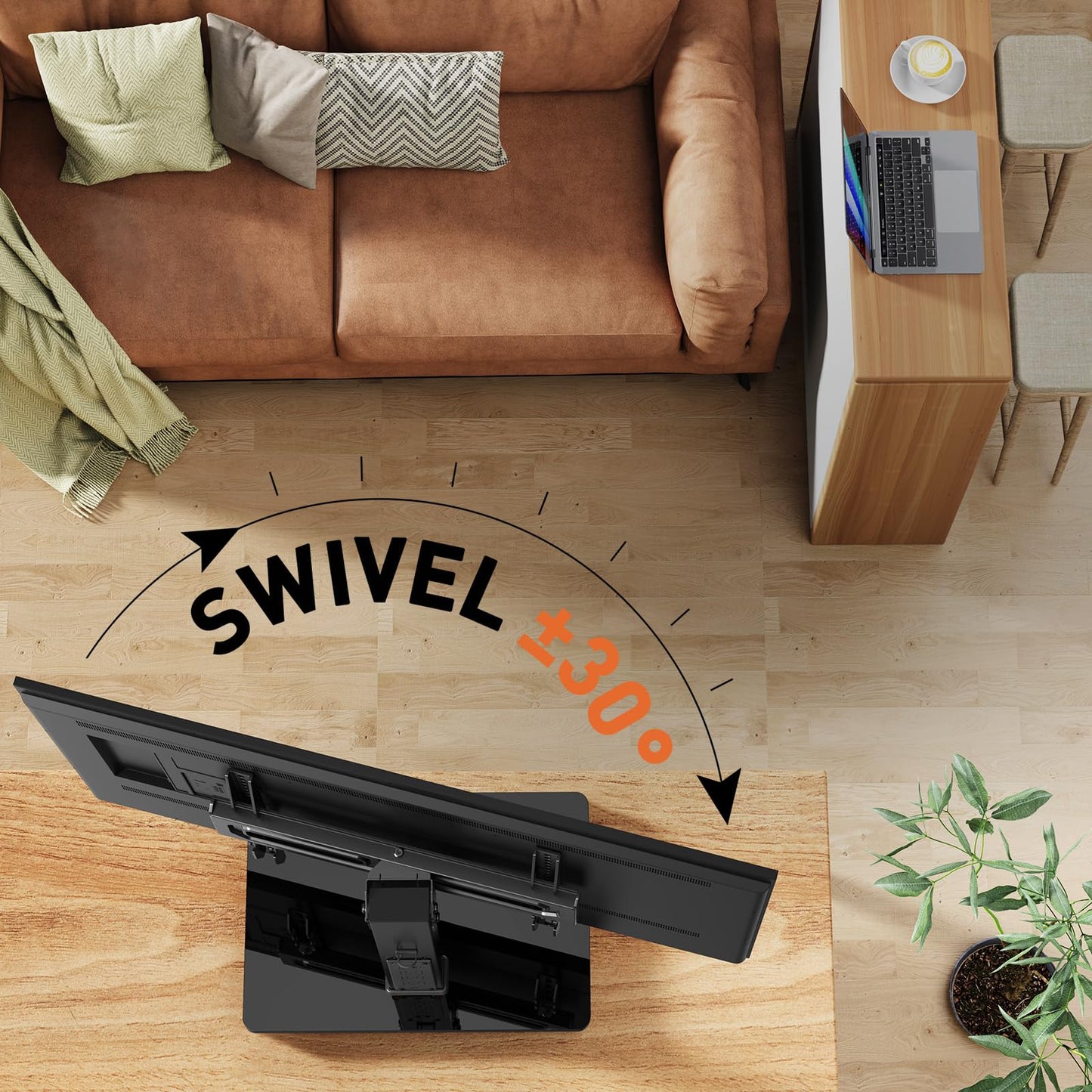 Perlegear Universal Swivel TV Stand with Power Outlet, Tabletop TV Stand for 32–60,65 Inch TVs up to 88 lbs, Tempered Glass TV Mount Stand Base with Height Adjustment, Tilt, Max VESA 400x400mm,PGTVS27