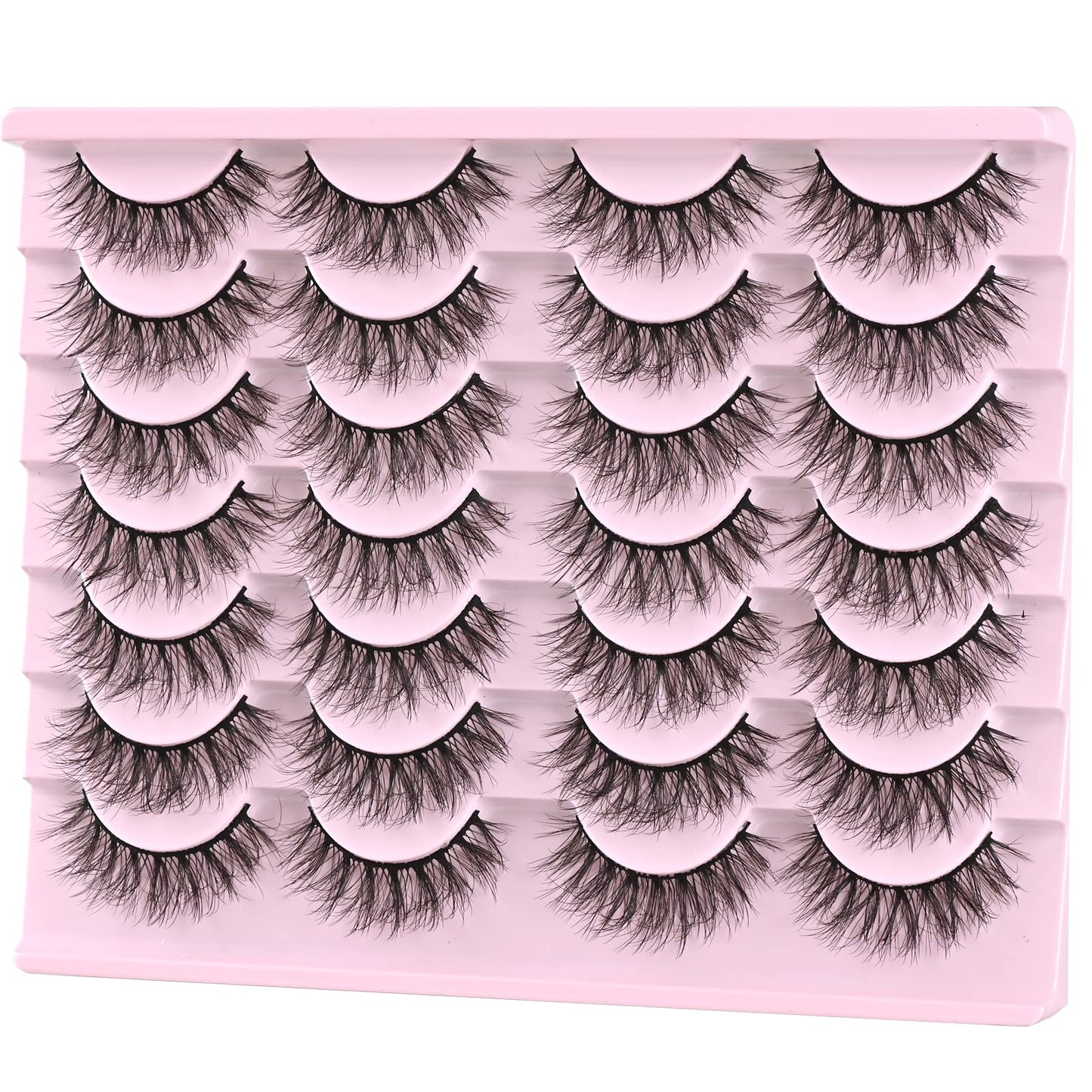 FARRED Natural Lashes Short Eyelashes Wispy False Mink Lash Pack 14 Pair Natural Look Fluffy Doll Eyelash Small Fake Strip Lashes Full Pestañas Sets for MUA and Beginners Daily Makeup (F3 | 8-16mm)