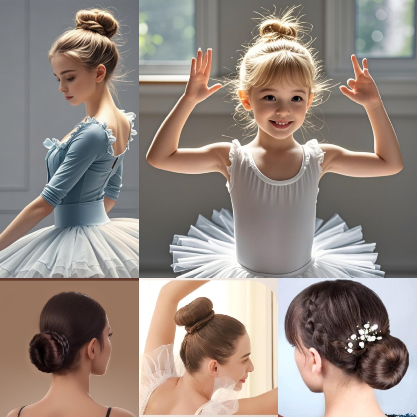 Hair Bun Maker for Women, 4pcs Donut Bun Maker for Kids in 4 Sizes, Magic Hair Donut for French Twist, Wrap, Snap Disk - Ballet Bun Maker,20pcs Bobby Pins Dark Brown