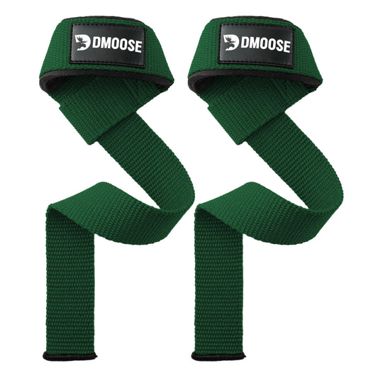 DMoose Fitness Lifting Straps - 4mm Neoprene Padded Wrist Straps for Weightlifting & Powerlifting - Cotton Lifting Strap with Silicone Grip for Men & Women - Durable Deadlift Straps for Gym Workout