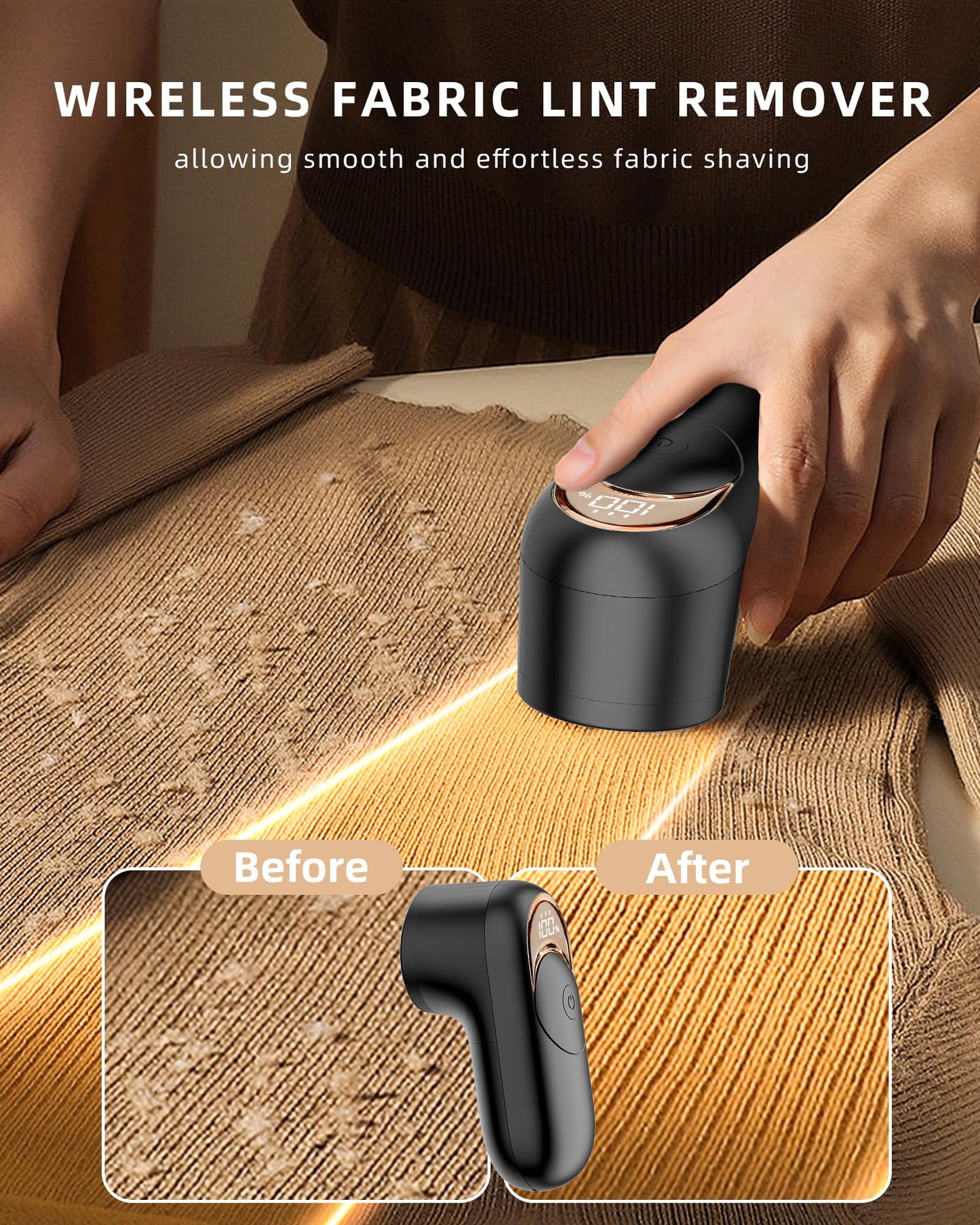 Fabric Shaver Lint Remover, Rechargeable Lint Shaver with 6-Leaf Blades, Sweater Defuzzer, Quickly Remove Fuzz Lint Balls for Clothes, Sweater, Couch, Blanket, Curtain, Wool, Cashmere