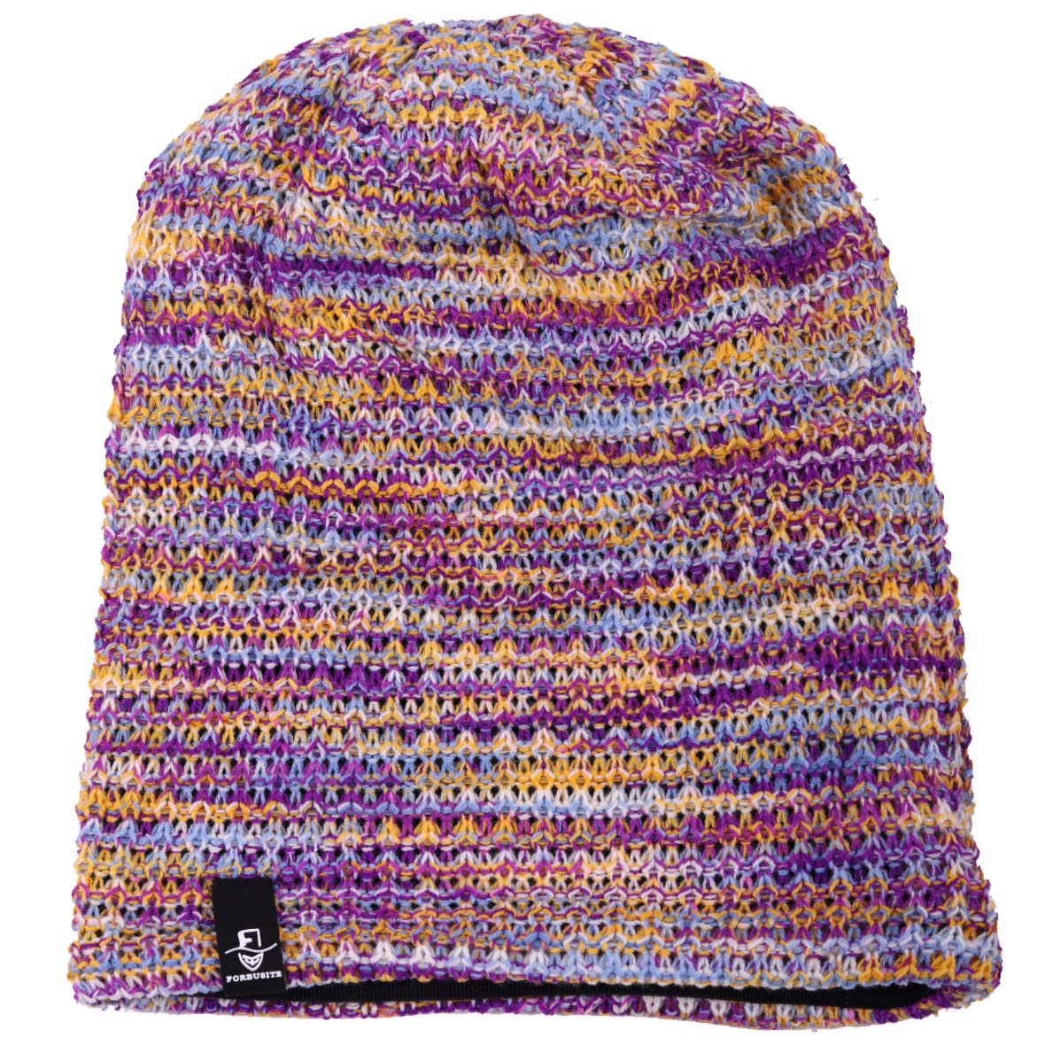HISSHE Women's Slouchy Beanie Knit Beret Skull Cap Baggy Winter Summer Hat B08w (Purple/Yellow/White)