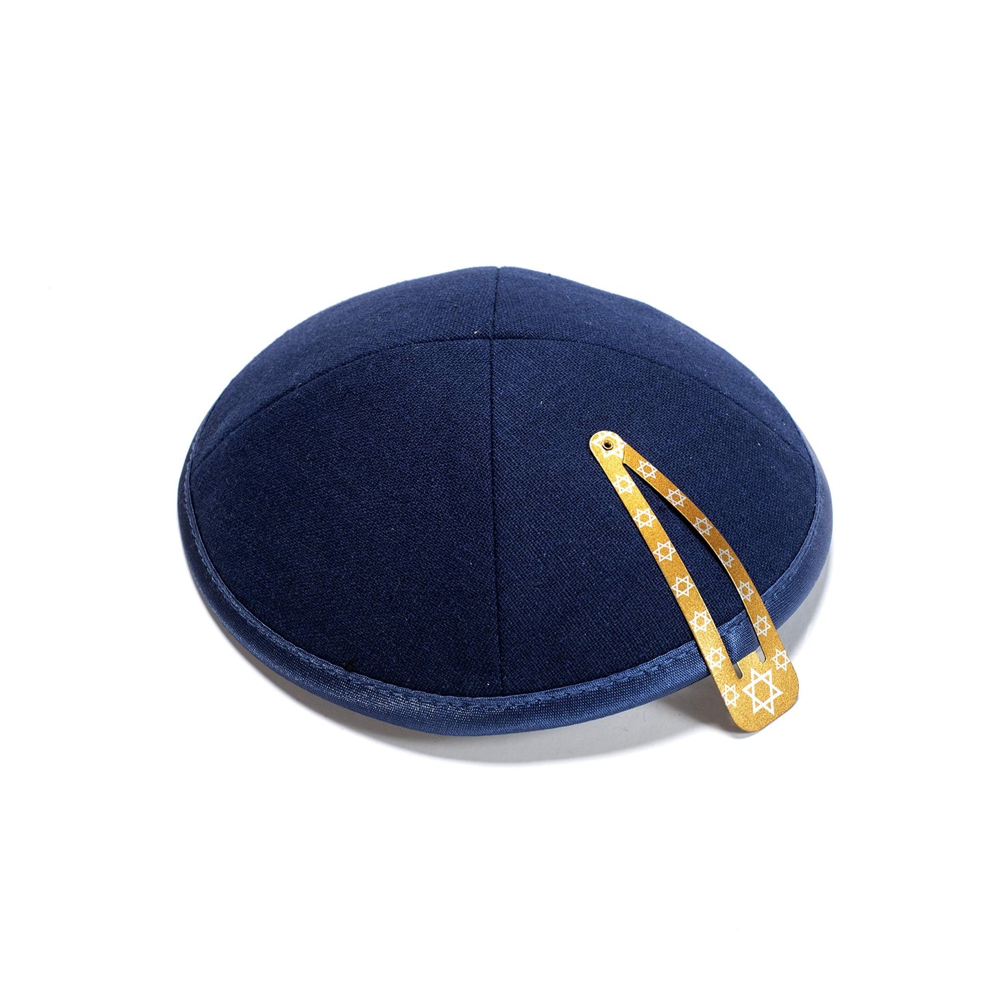 Elegant Linen Navy Blue Kippah Yarmulke Jewish Yamaka Kippa Israel Cap Judaica w/clip