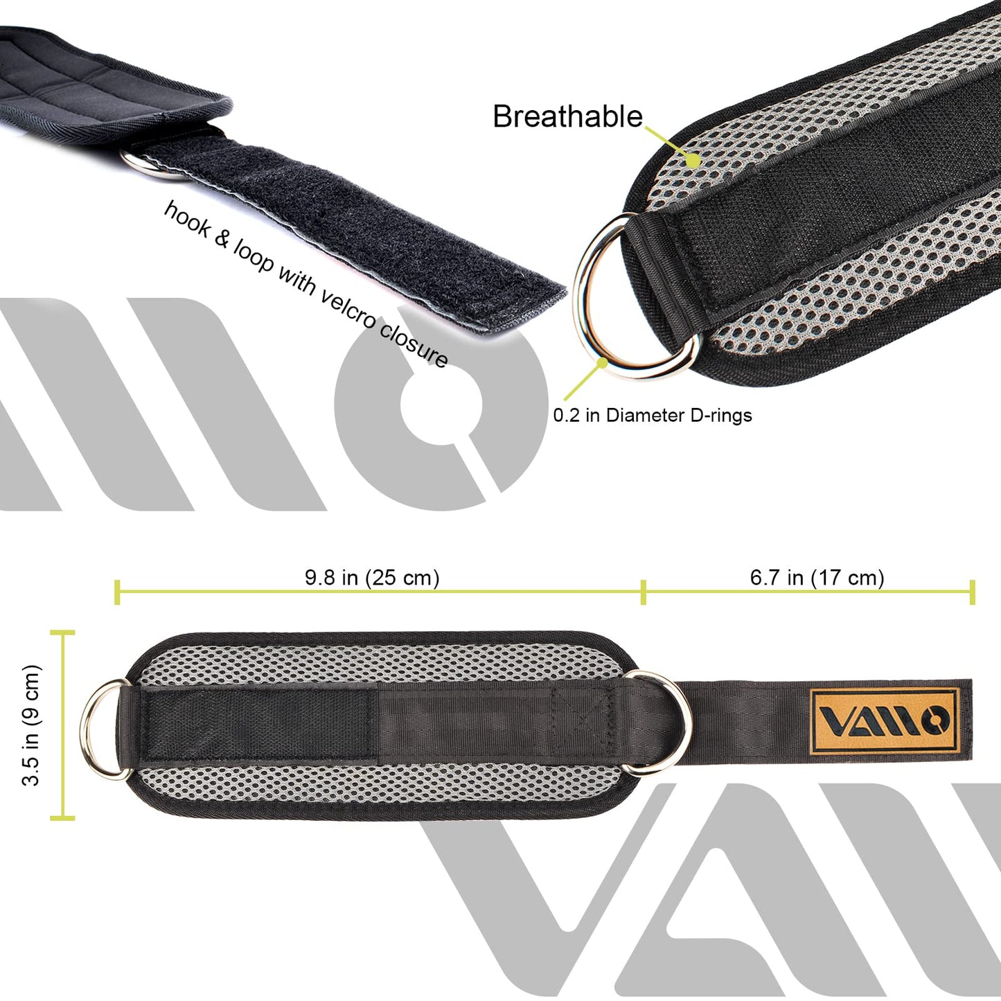 VAIIO Ankle Straps for Cable Machines,Adjustable Comfort fit Neoprene, Reinforce Double D-Ring - Premium Ankle Cuffs to Improve Abdominal Muscles, Lift The Butts, Tone The Legs for Men & Women