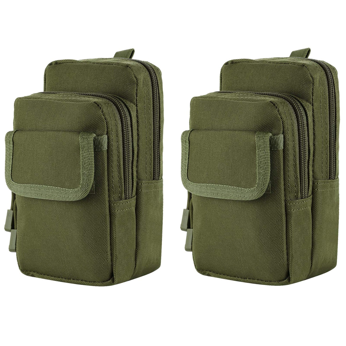 FRTKK 2 Pack Molle Pouches - Tactical Compact Water-Resistant EDC Pouch Small Utility Pouch Bags (Patch Included) (2 Pack-Army Green 2)