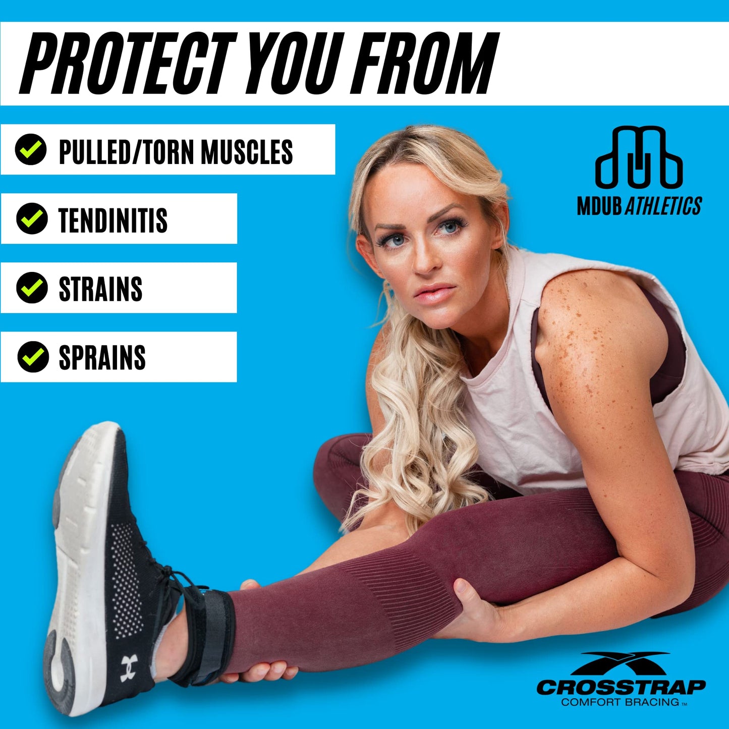 CROSSTRAP Achilles Strap - Ankle Support for Achilles Tendonitis - Support Brace for Men and Women - Neoprene Ankle Support for Running Cycling Sports