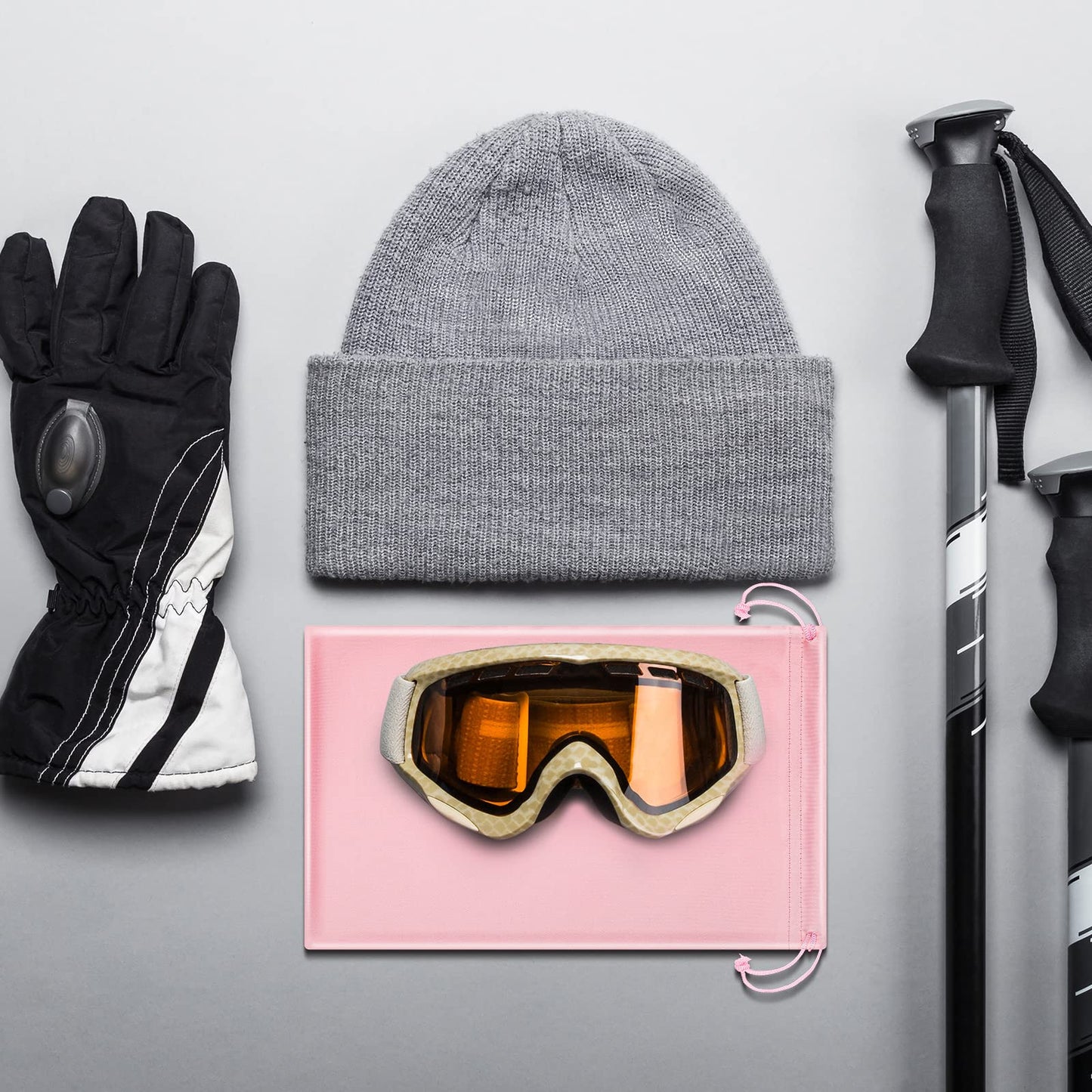 Konohan 6 Pieces Microfiber Ski Goggle Bag Protection Bag for Winter Ski Goggle Storage Soft Drawstring Pouch,10 x 7 Inch