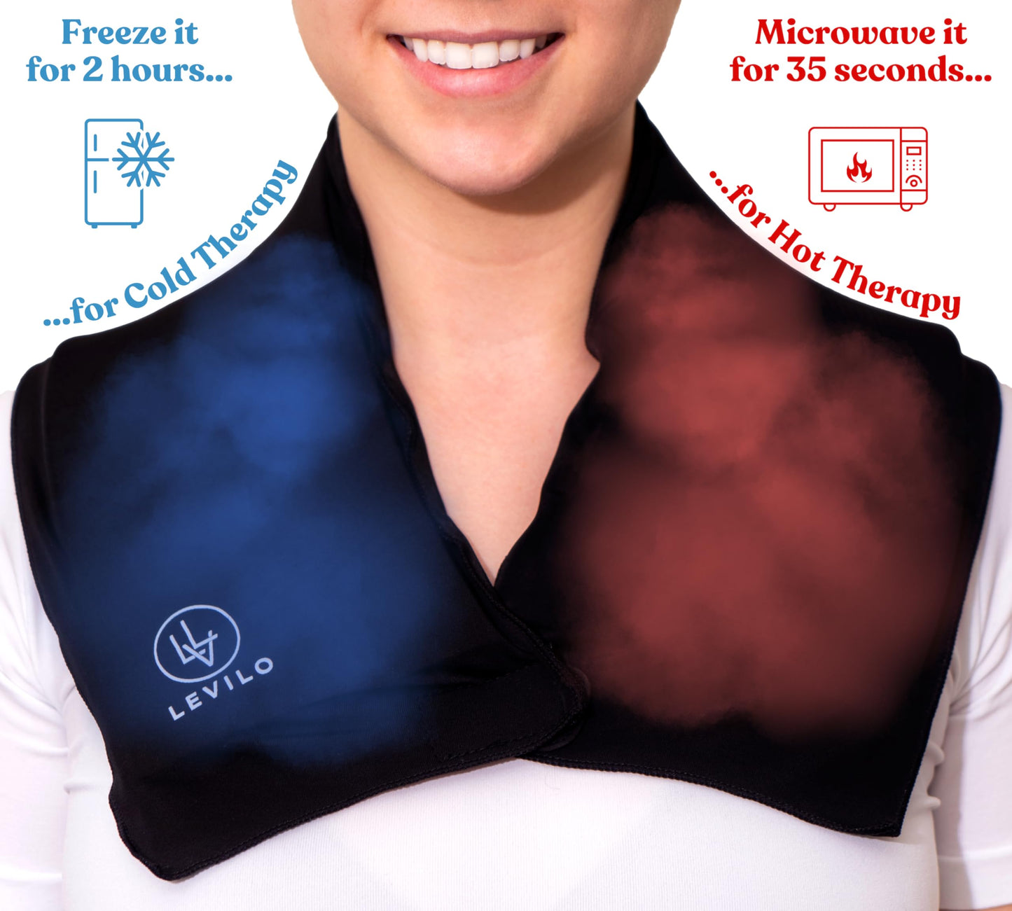 LEVILO Ice Pack for Neck and Shoulders, Reusable Ice Pack for Neck, Hot or Cold Therapy for Cervical, Injuries, Swelling, Inflammation, Surgery Recovery, Sprains, Work Stress