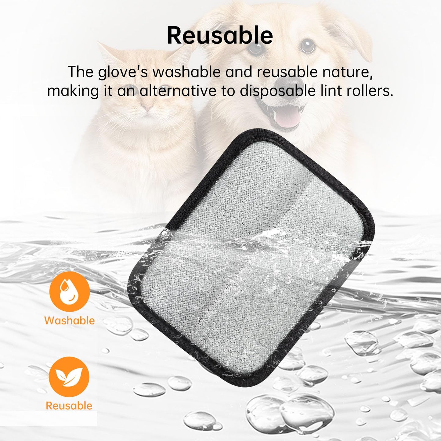 INABULETWO 1 Pcs Electrostatic Pet Hair Removal Gloves Brush, Reusable Static Pet Cat Dog Hair Remover Gloves Grooming Brush Couch, Furniture, Carpet, Car Seat, Upgraded Animal Fur Removal Tool