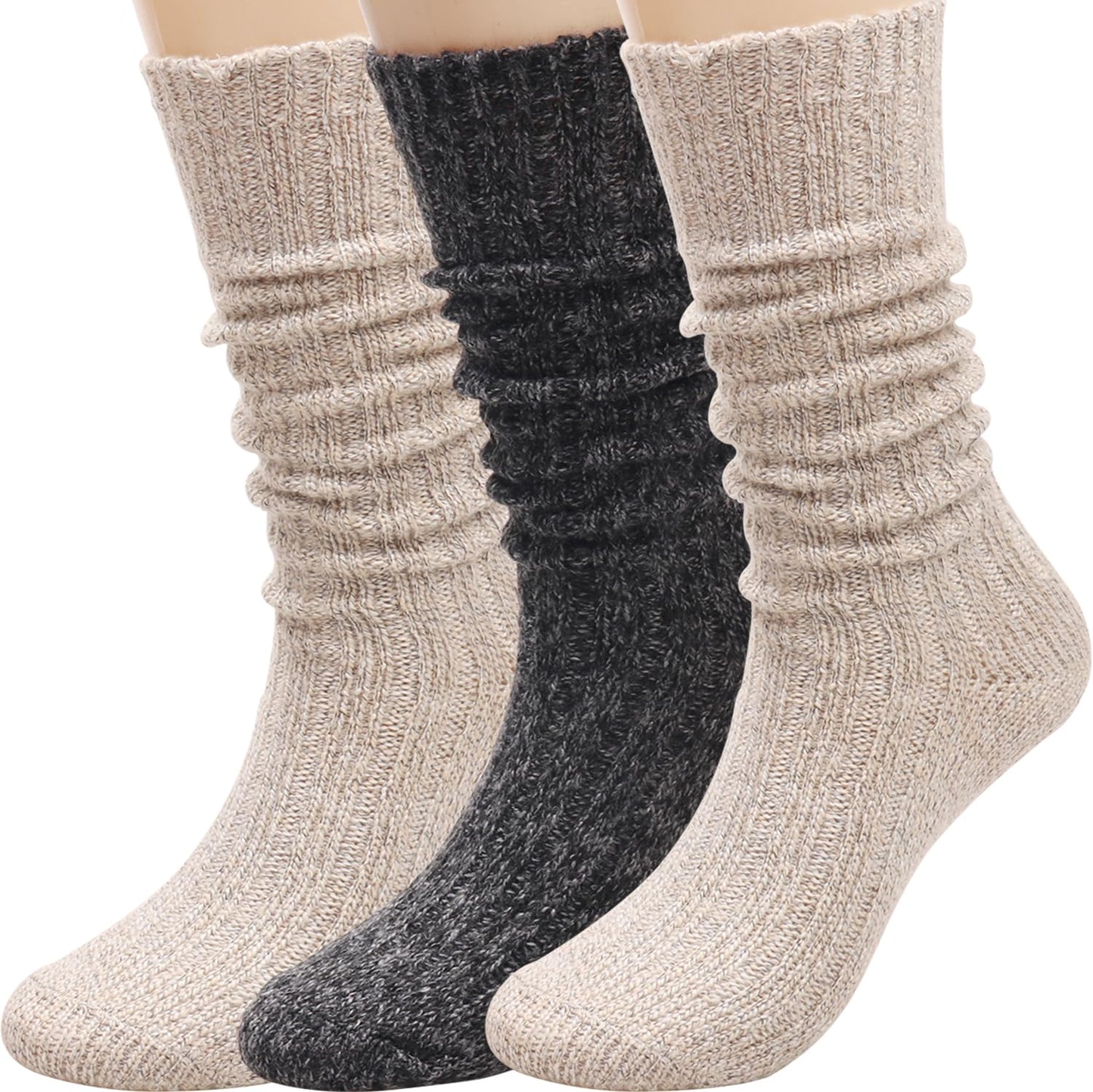 TINTAO Women's Slouch Socks Winter Knee High Scrunch Socks Calf Socks,Soft Long Slouch Boot Socks,Size 5-11#W719 (Polyester Blend, Color A22)