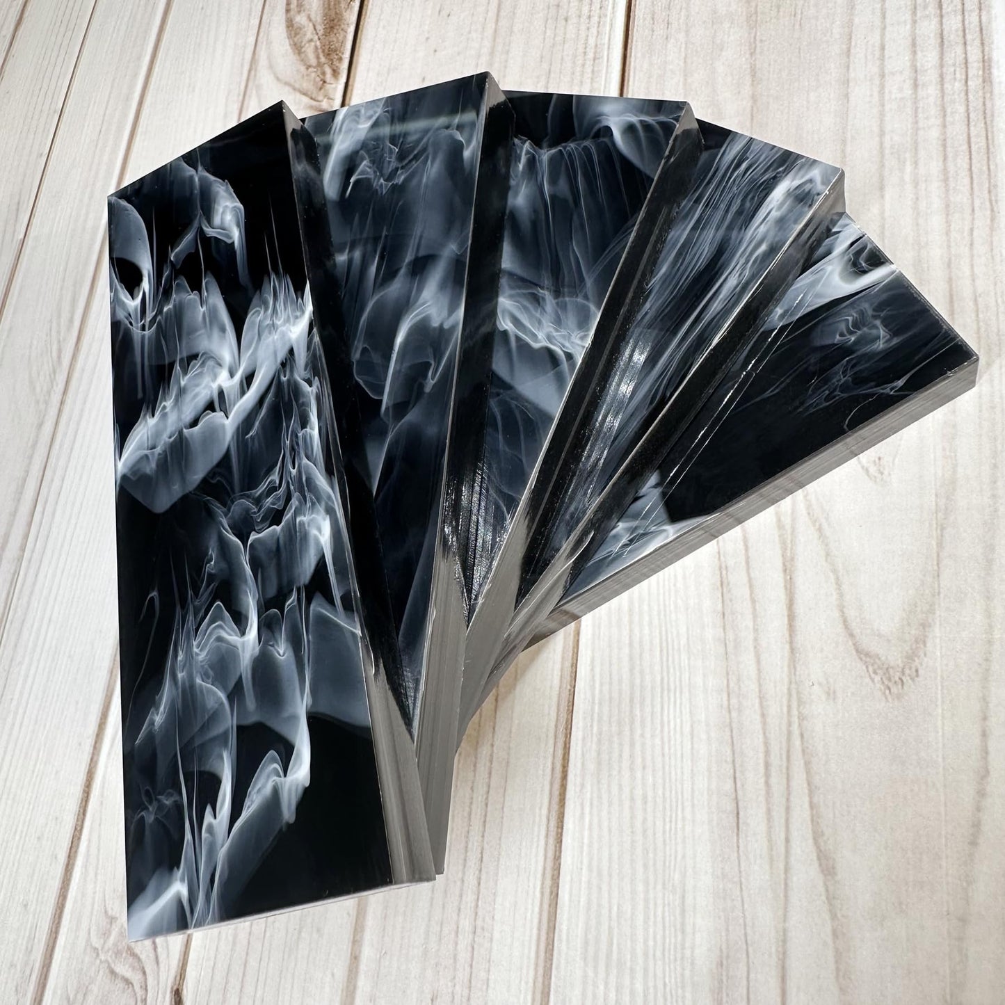 Uotowell Pre-Cut Epoxy Resin Scales Blanks for Decorative Inlays in Guitar Bodies, Necks, Engraved Knife Handle and Gun Grips - Onyx Black