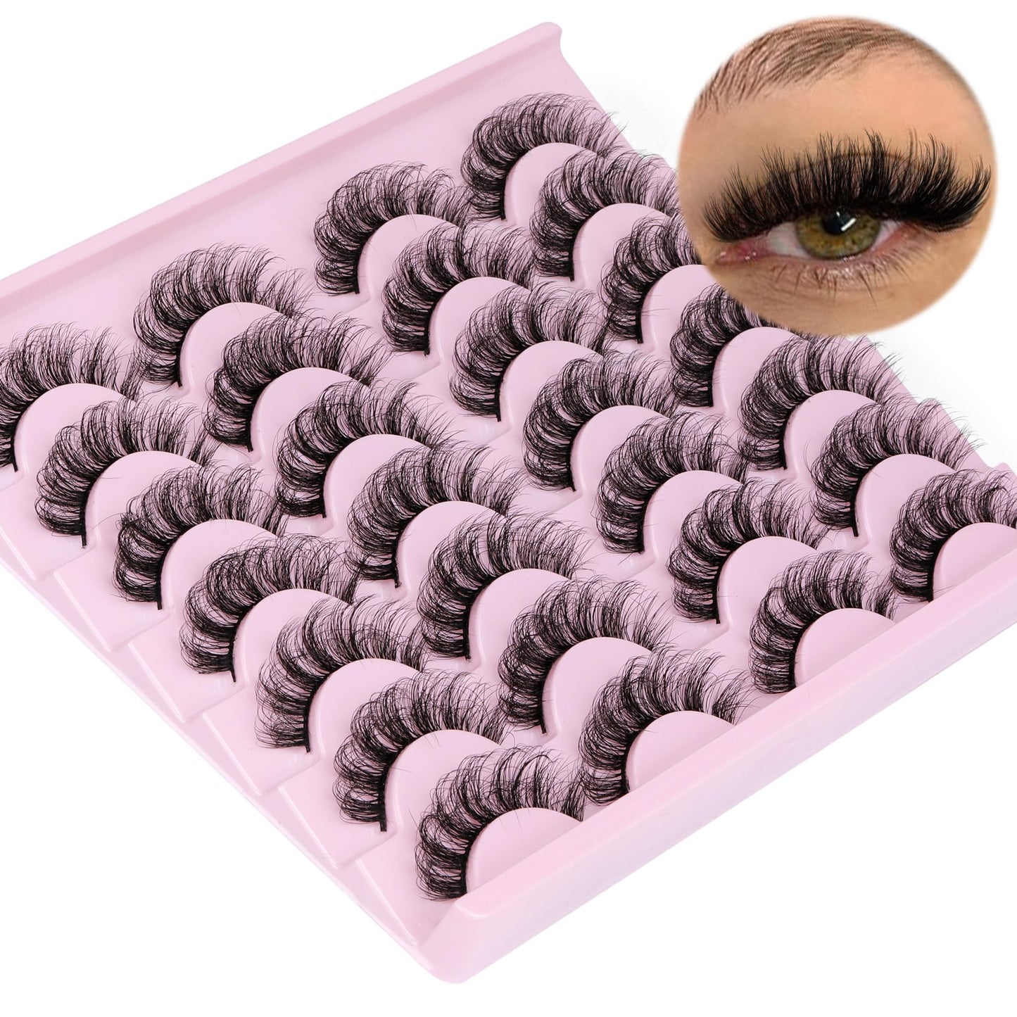 TNFVLONEINS False Eyelashes Wispy Mink Lashes Natural Look D Curl Fluffy Fake Eyelashes 16mm Natural Lashes That Look Like Extensions Lashes Pack