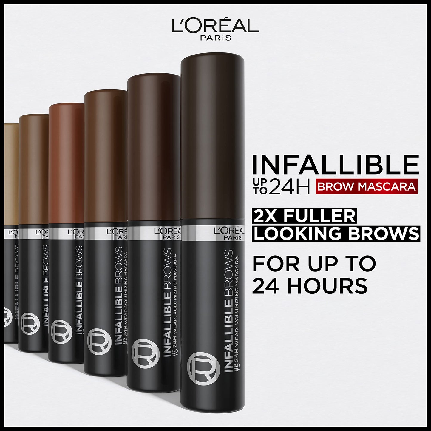 L'Oreal Paris Infallible Volumizing 24H Wear Brow Mascara, Long Lasting Eyebrow Makeup for 2X Fuller Eyebrows, 8.0 Light Blonde, 0.13 Fl Oz