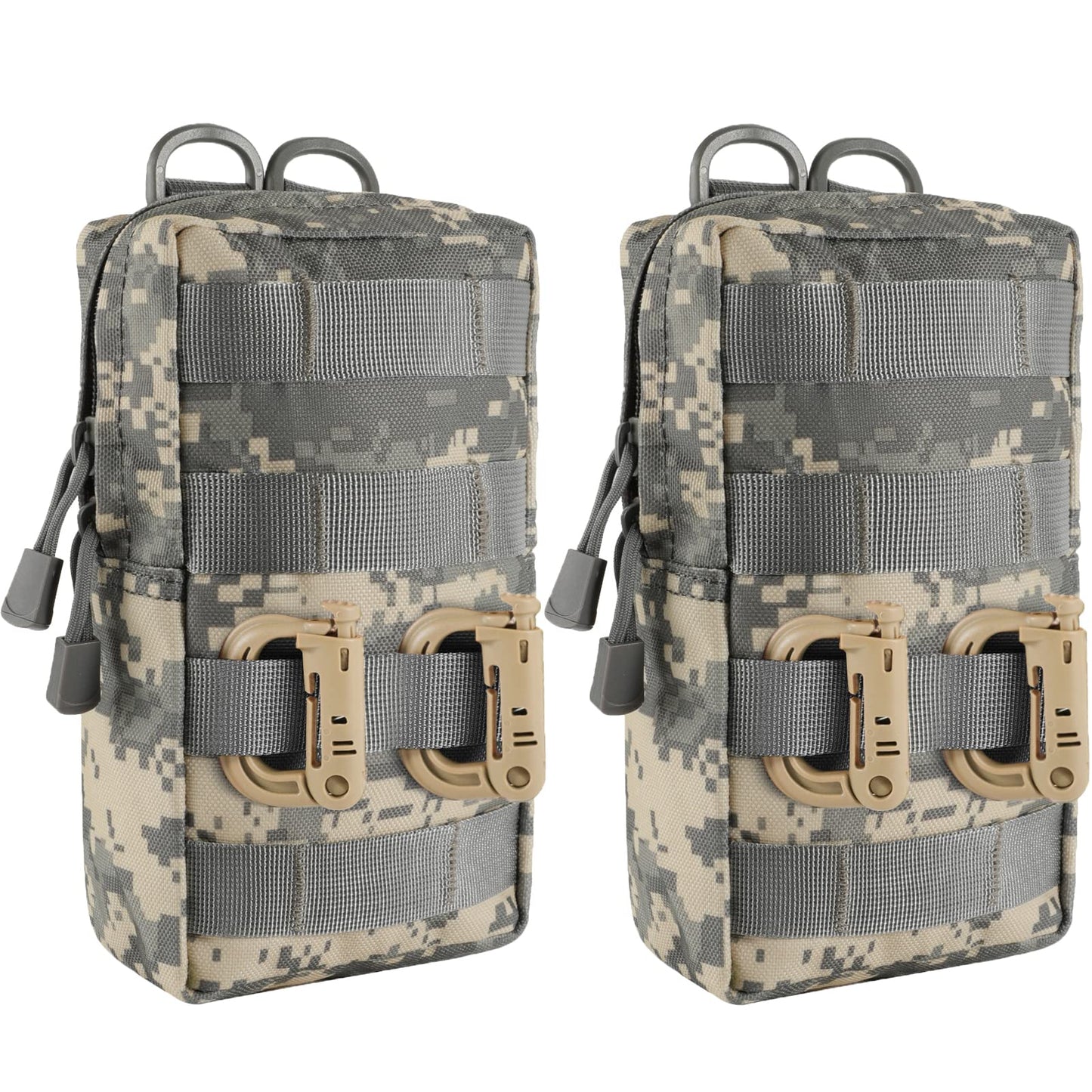 FRTKK 2 Pack Molle Pouches - Tactical Compact Water-Resistant EDC Pouch Small Utility Pouch Bags (Patch Included) (2 Pack-ACU 3)