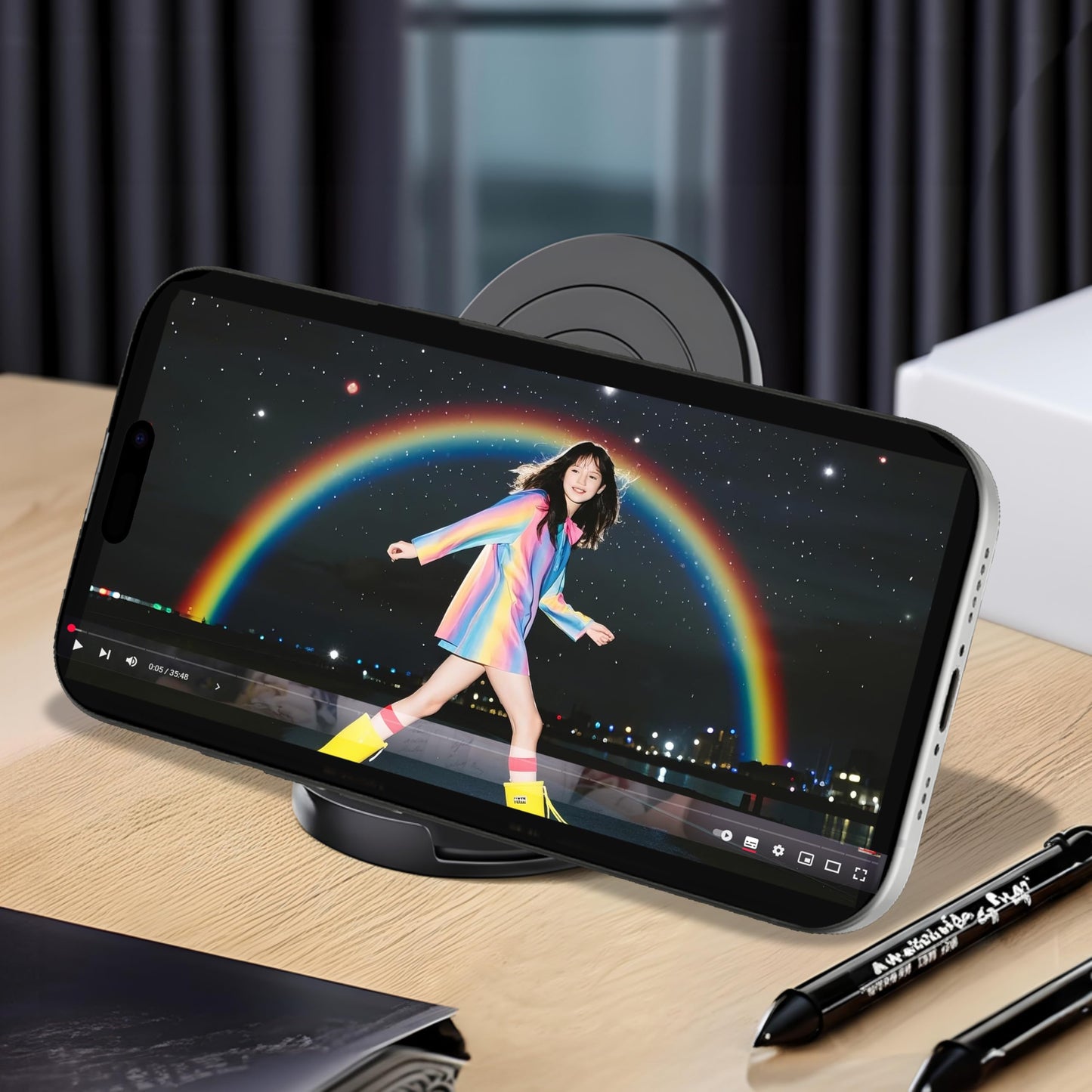 HZZADZXW Portable Cell Phone Stand Holder for Desk, Foldable Pocket-Sized Mount, Adjustable Multi Angle Stand for iPhone 16 15 14 13 Pro Max, 4-10” iPad Smartphone, Black