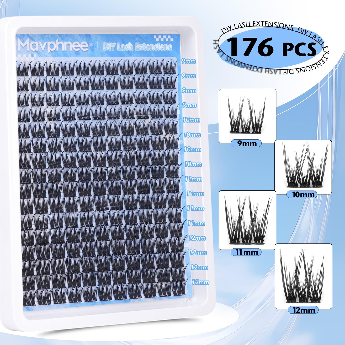 Lash Clusters Natural Cluster Eyelash Extensions 168 Pcs Wispy Lash Extensions 9-12MM C Curl Eyelash Clusters DIY Individual Lashes by Mavphnee