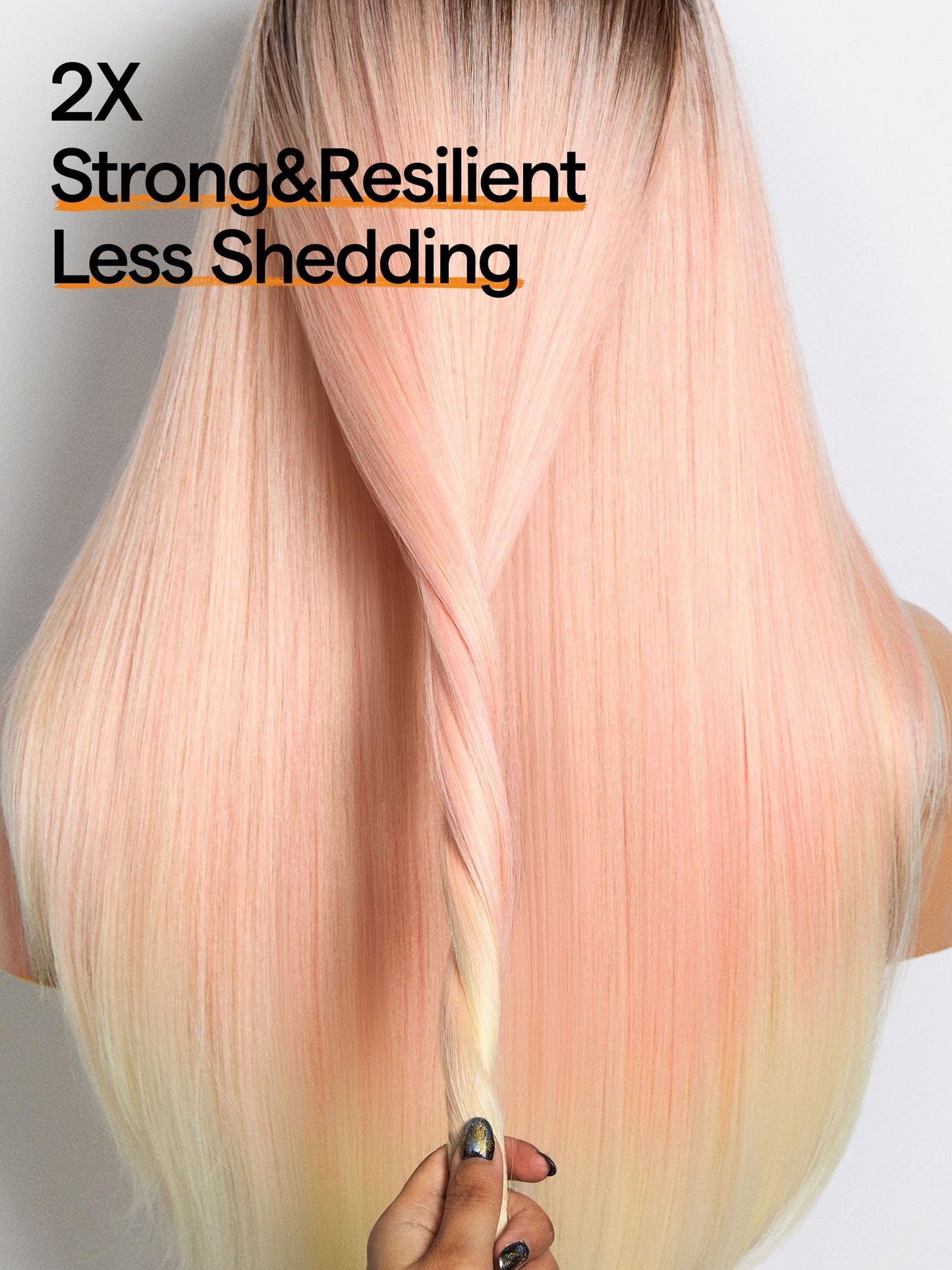 GORGIUS Peach Pink Straight Wig with Bangs Glueless Layered Fringe Bang Wig with Realistic True Scalp Upgraded with Style-Archive Premium Synthetic Fiber