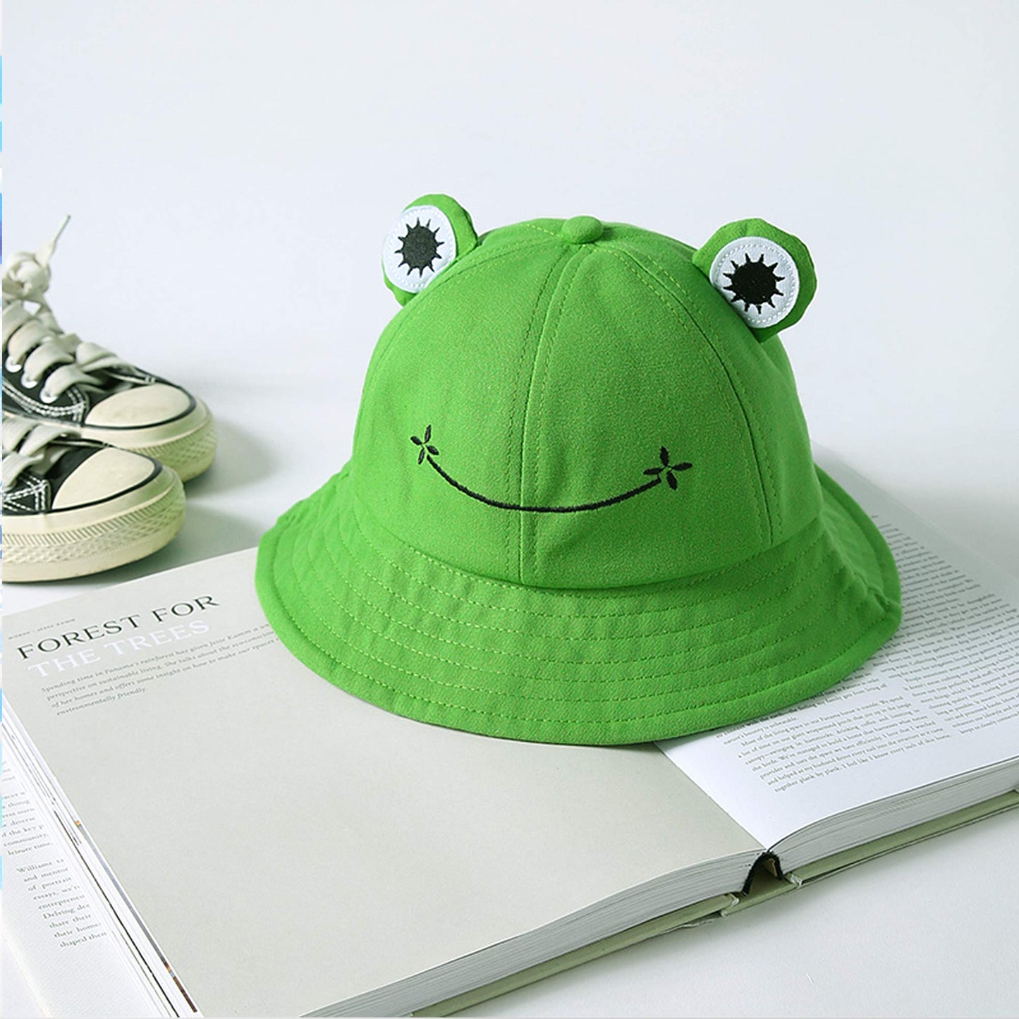 SAOROPEB Frog Themed Cotton Bucket Hat for Adults and Teens, Adjustable, for Men Women, Funny Hat for Fishing, Hiking, Camping, Beach, Outdoor Activities, Green
