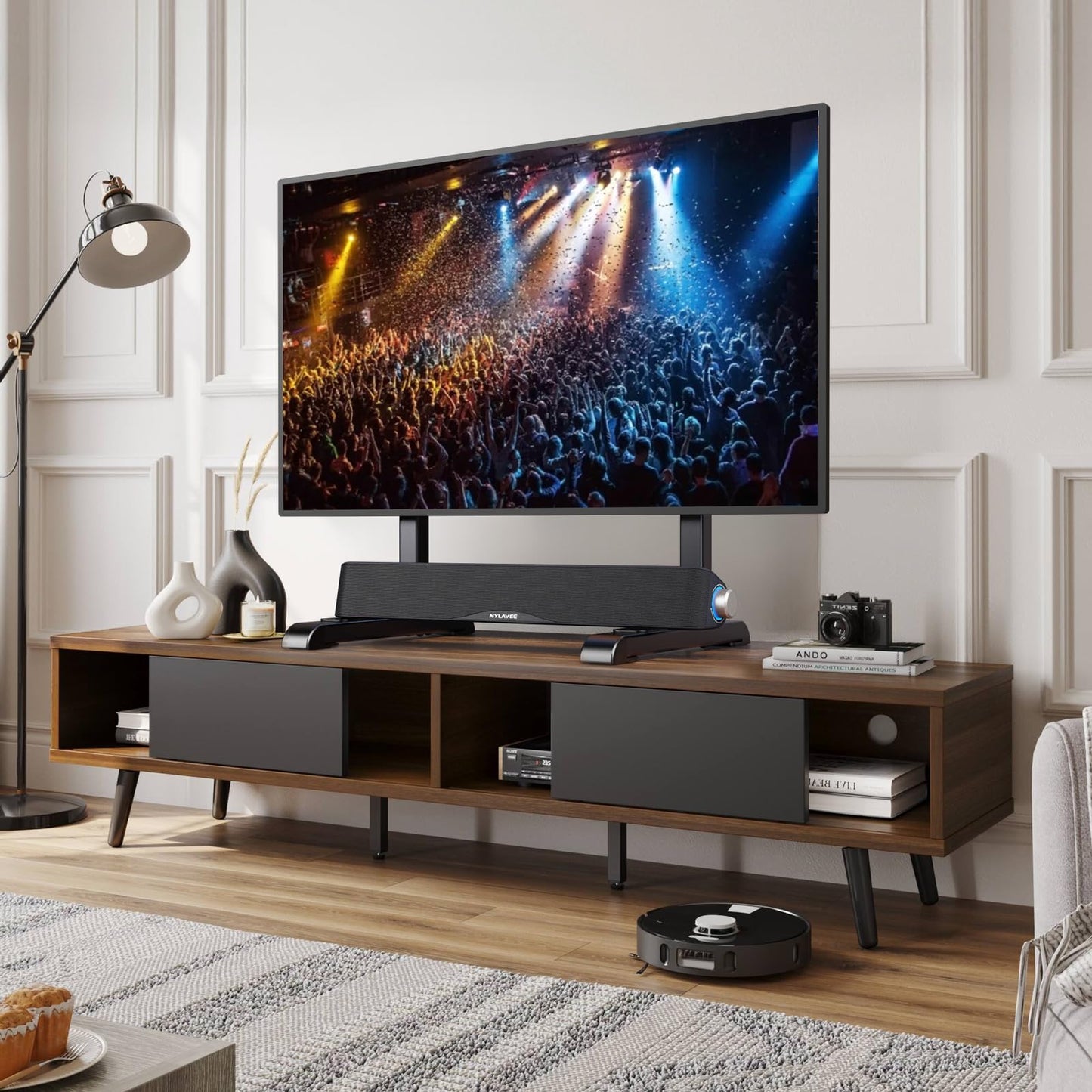 Universal TV Stand, Table Top TV Stand Base Replacement for Most 37 to 86 Inch LCD LED TVs, 7 Height Adjustable TV Legs with Cable Management Hold up to 150lbs, Max VESA 800x600mm, Black AX10TB01