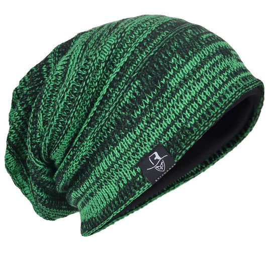 HISSHE Men Oversize Skull Slouch Beanie Large Skullcap Knit Hat (Green1)