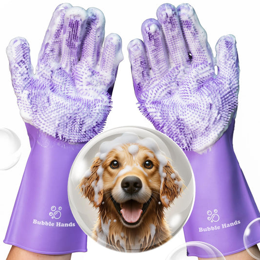 Dog Shampoo Gloves for Bathing – Silicone Dog Washing Gloves with Bristles – Pet Hair Removal Glove for Dogs & Cats – Puppy Essentials – Dog Grooming Supplies & Accessories – Shampoo Brush for Pets