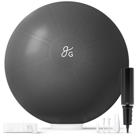 Greater Goods Exercise Ball - Yoga Ball for Working Out, Balance, Stability, and Pregnancy, Jet Black, 55cm