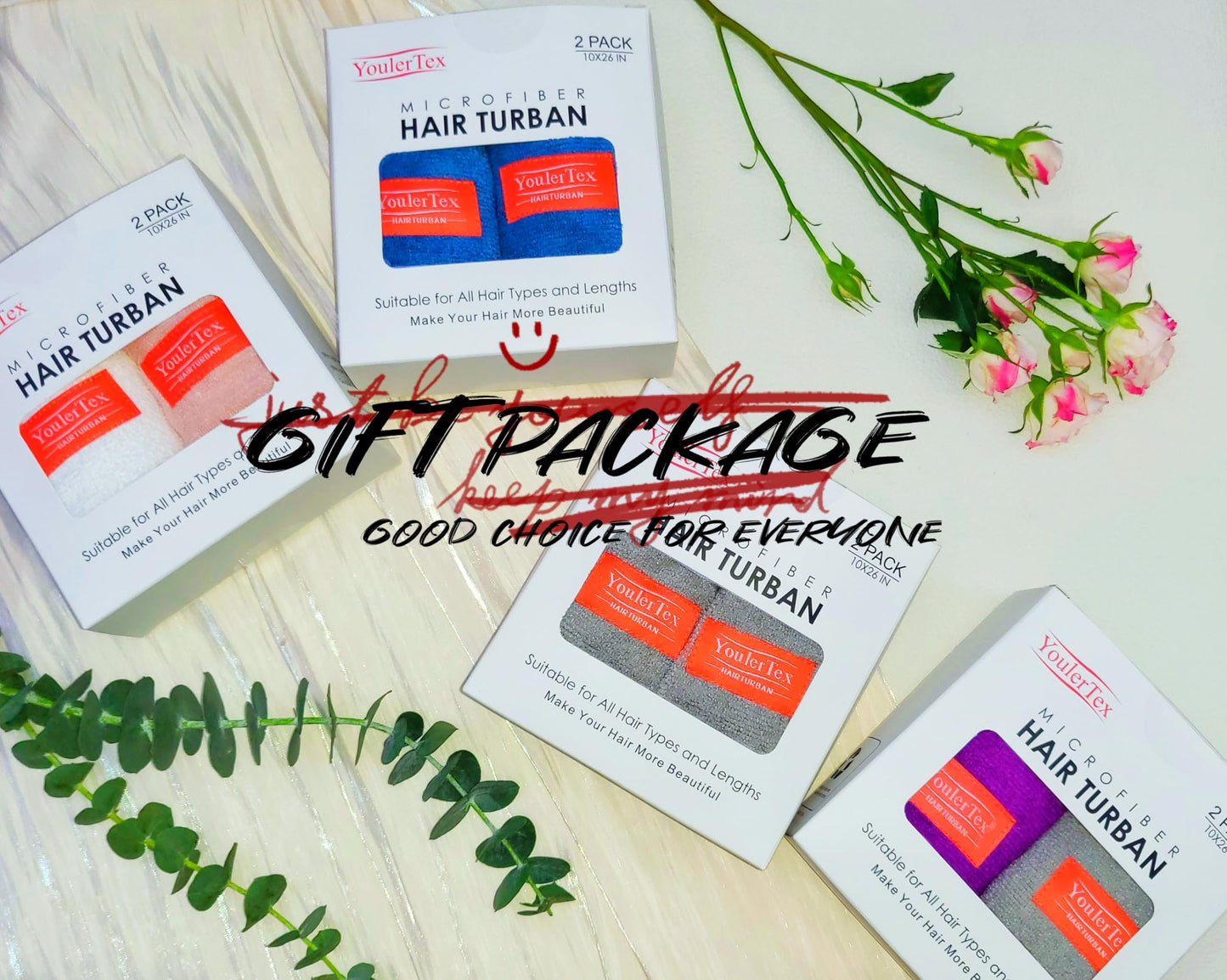 YoulerTex Microfiber Hair Towel Hair Wrap: 2 Pack 10X26 Hair Dryer Towels for Women Absorbent Turban Twist Drying Shower Cap Curly Hair Products for Hair Care Hair Accessories (07 Pink)