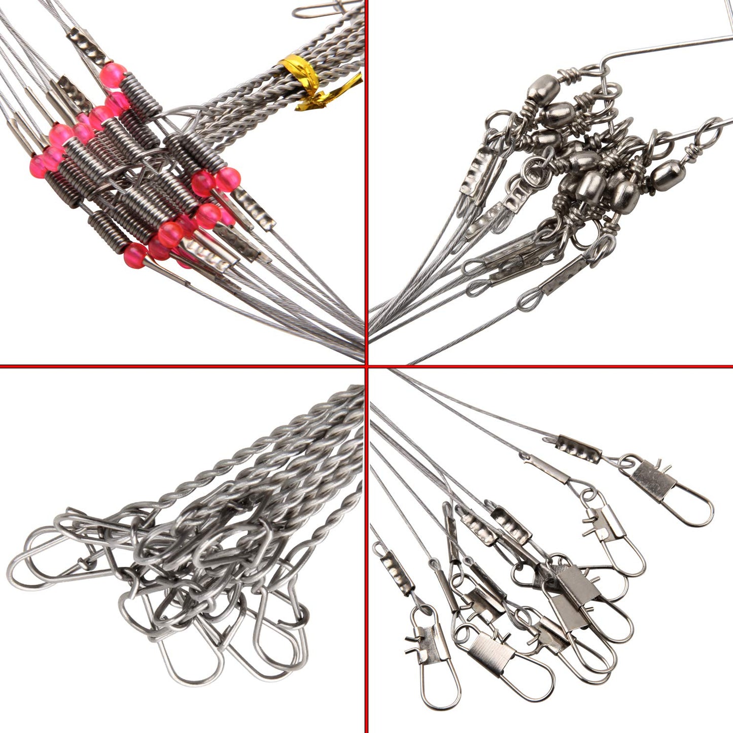 Fishing Leaders Stainless Steel Wire Rigs Saltwater Surf Fishing Rigs Standard Bottom Rigs Old Dominion Style Steel Leaders Saltwater Fishing Rig High Strength with Swivel Snaps Beads