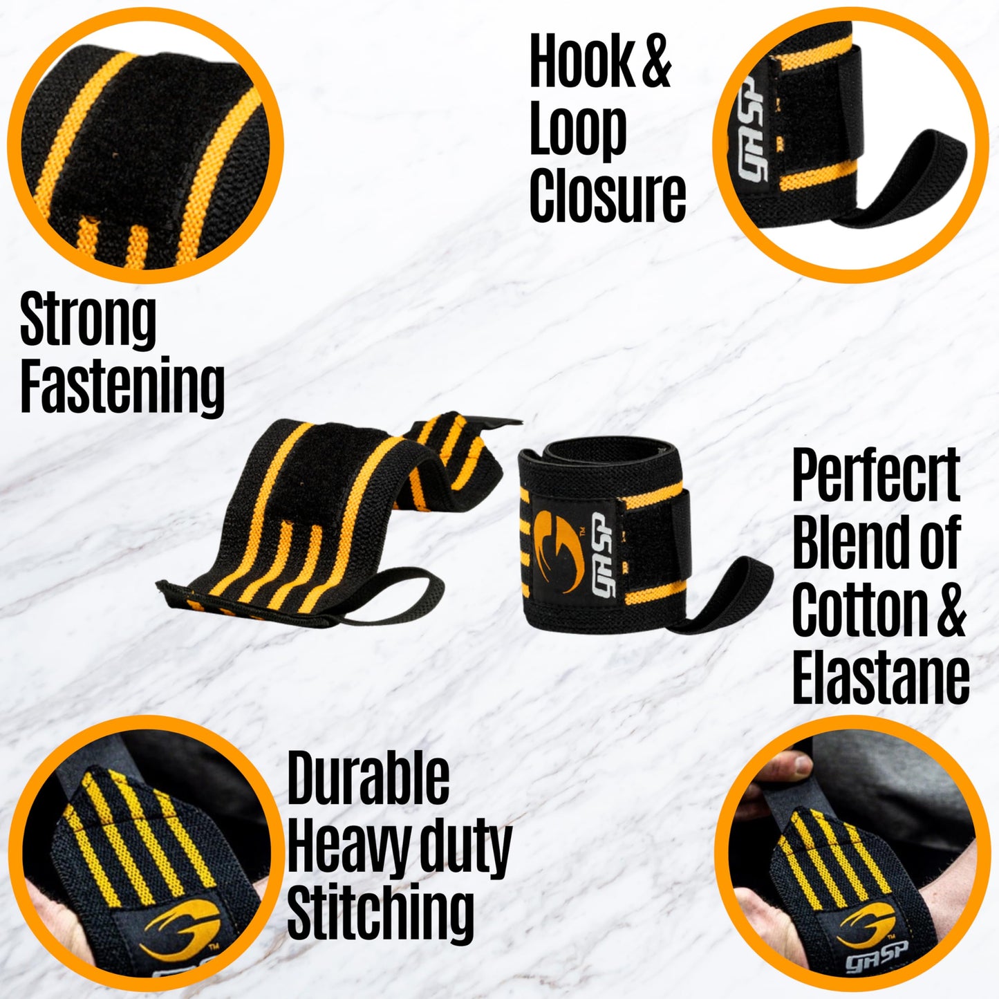 Gasp Hardcore Wrist Wraps 13” | Weightlifting Wrist Support for Men & Women | Best Gym Wrist Straps with Thumb Loop for Powerlifting Competition, Strength Training, Bodybuilding