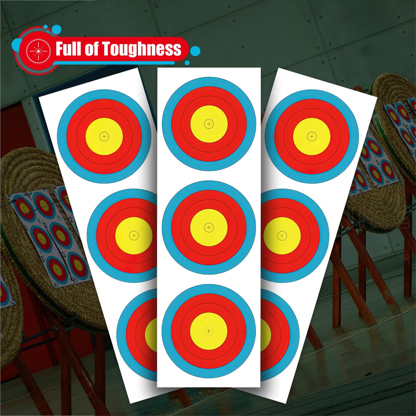 MOLFUJ Archery Targets Paper 3 Spot, New Las Version 30pcs/50pcs, Archery Target Pins Included, Bow and Arrow Targets for Hunting Backyard, Archery Target Practice Accessories