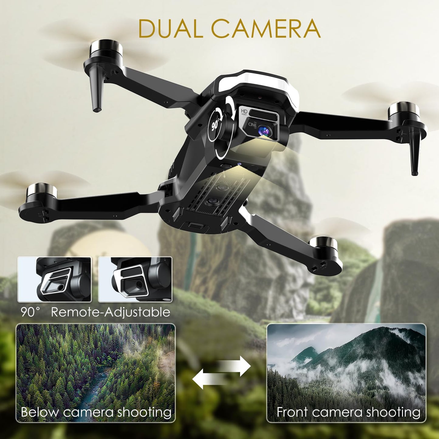 Super Enduring Brushless Motor Drone with Camera for Beginners, CHUBORY A68 WiFi FPV Quadcopter with 2K HD Camera, Auto Hover, 3D Flips, Headless Mode, Trajectory Flight, 2 Batteries, Carrying Case
