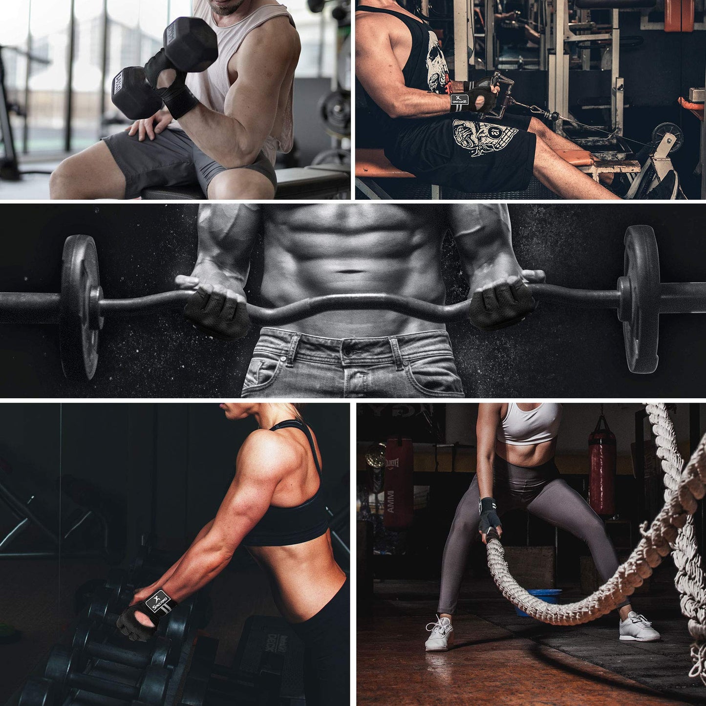 Workout Gloves Weight Lifting Gloves: Fingerless Gym Gloves with Wrist Wraps Support for Mens & Womens, Full Palm Protection Breathable Sports Gloves for Exercise, Training, Fitness, Pull-up (S)