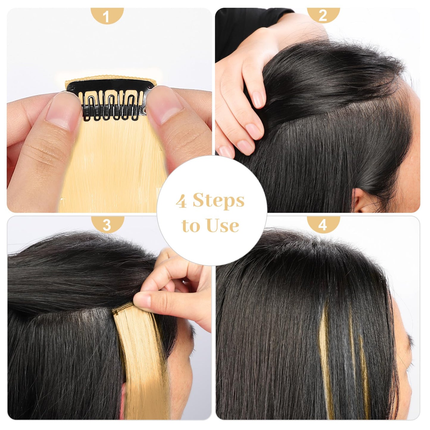 YaFex 12 Pcs Clip in Hair Extensions, 22 Inch Colored Hair Extensions Party Highlights Long Straight Synthetic Hairpieces for Women Kids Girls (Off White)