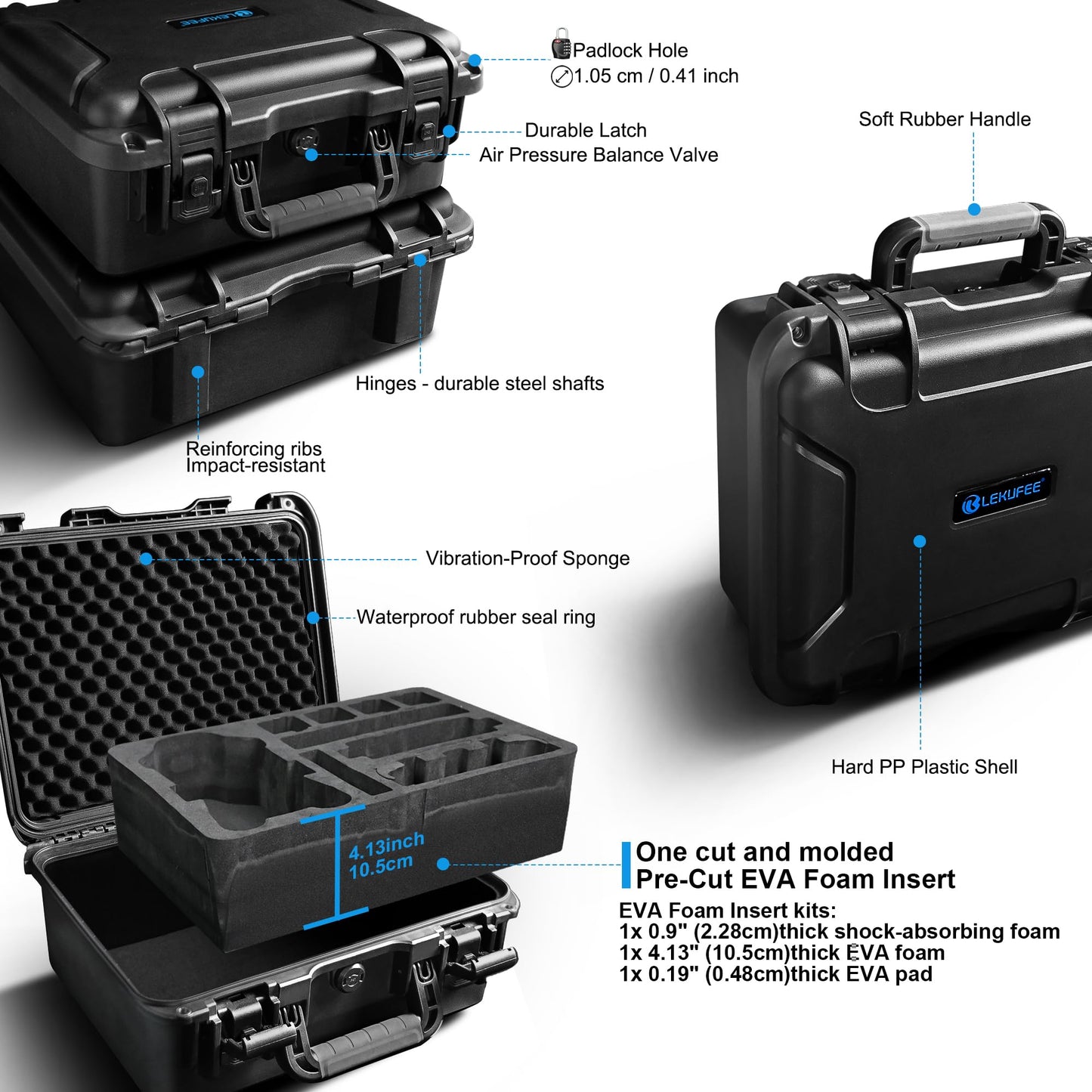 Lekufee Waterproof Hard Carrying Case for DJI Mavic 4 Pro Drone, Creator Combo, Fly More Combo, DJI RC Pro 2/RC 2, Battery (7 pcs), Charging Hub, and other Accessories(Case Only)