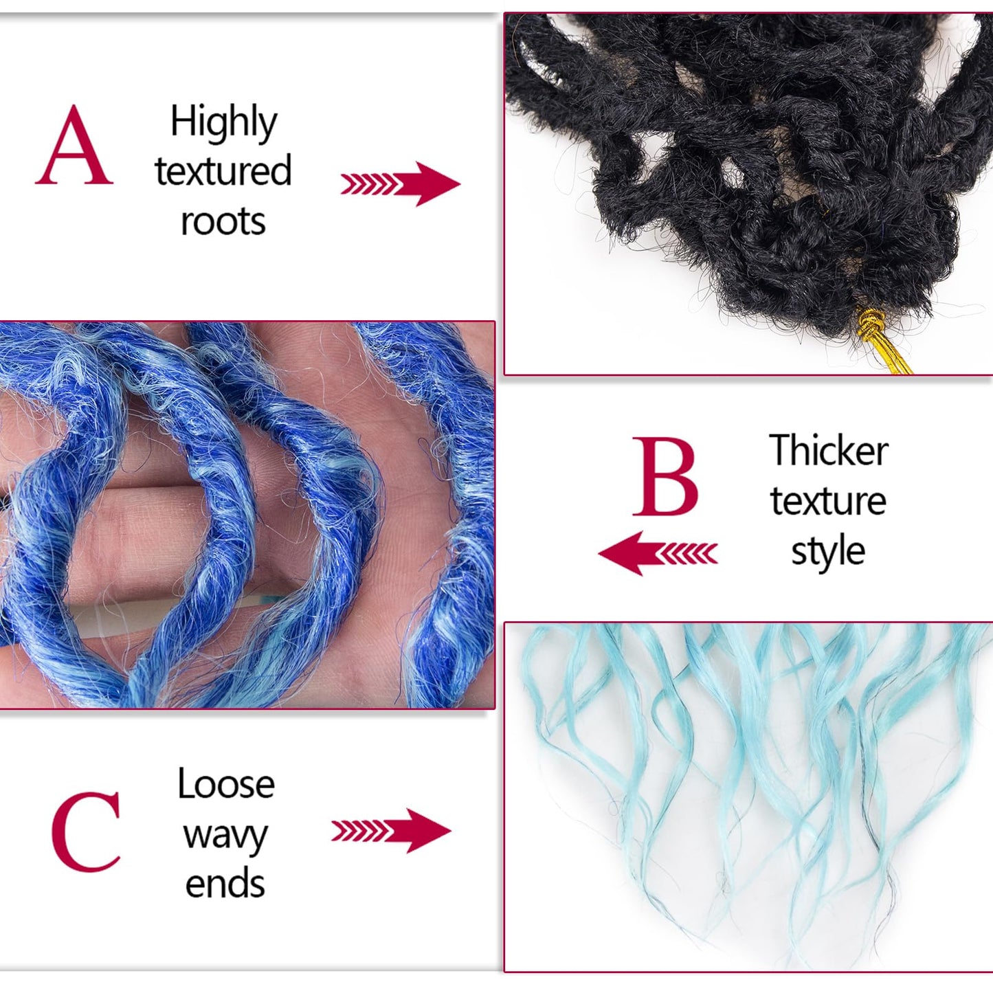 Faux Locs Crochet Hair 18Inch Goddess Locs Crochet Hair, 6Packs Blue Crochet Hair Pre Looped Soft Locs Curly Ends Dreadlock Extensions Faux Crochet Locs Synthetic Crochet Braids (1B/Blue, 18'')