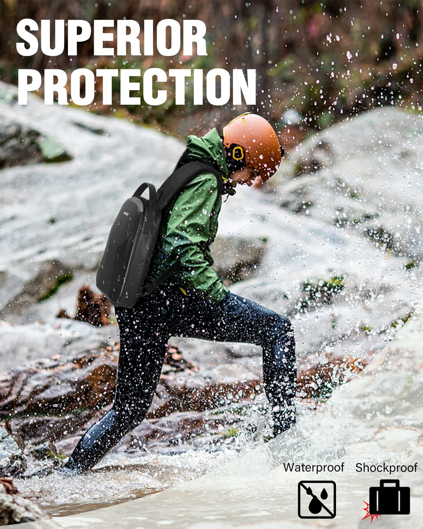 PEKREWS Mini 4 Pro Case, Waterproof Hard Carrying Case, Portable Travel Drone Sling Backpack, Crossbody Bag Compatible with DJI Mini 4 Pro, RC 2/ RC-N2 Controller, Fly More Combo and Accessories